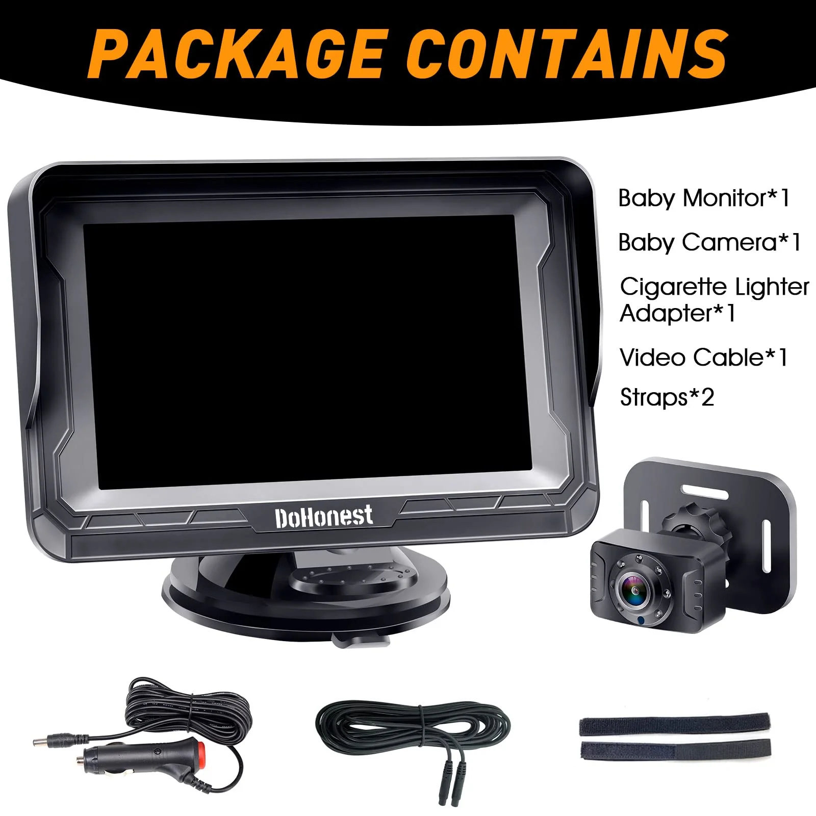 DoHonest Baby Car Camera HD 1080P - Rear-Facing Car Baby Monitor with Night Vision, Adjustable View Angle, Easy Setup, Anti-Glare Display, Safety for Kids & Infants - Image 3