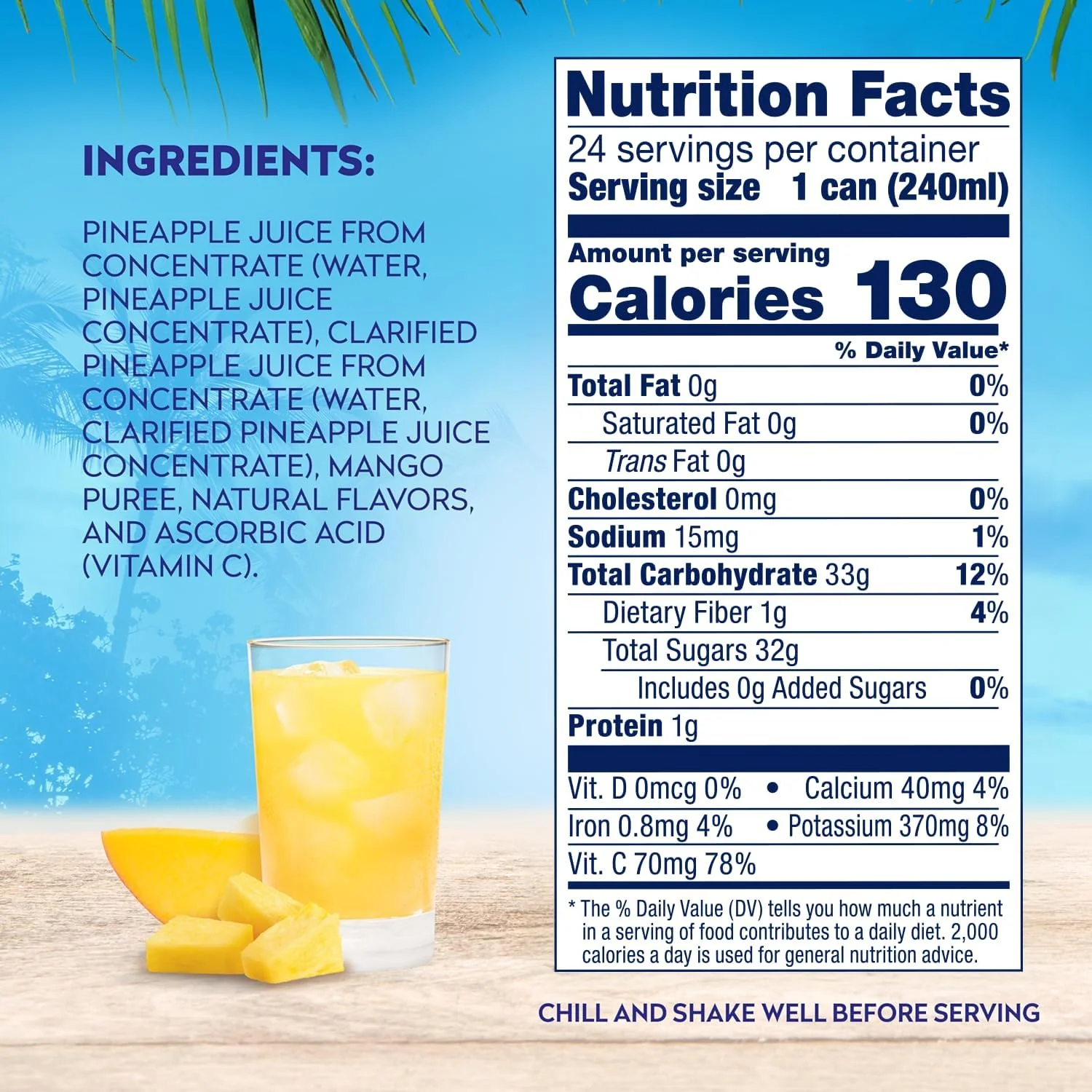Dole 100% Pineapple Mango Juice, No Added Sugar, Excellent Source of Vitamin C, 100% Fruit Juice, Packaging May Vary, 8.0 Fl Oz (Pack of 24) - Image 4