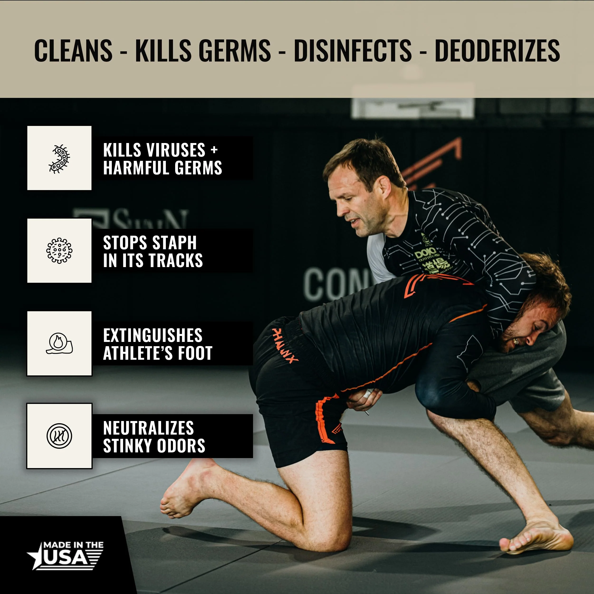Dollamur Mat Attack! PLUS® Wrestling Mat Cleaner, Disinfecting, Rubber Floor Cleaner, and Fitness Equipment-Quart - Image 7