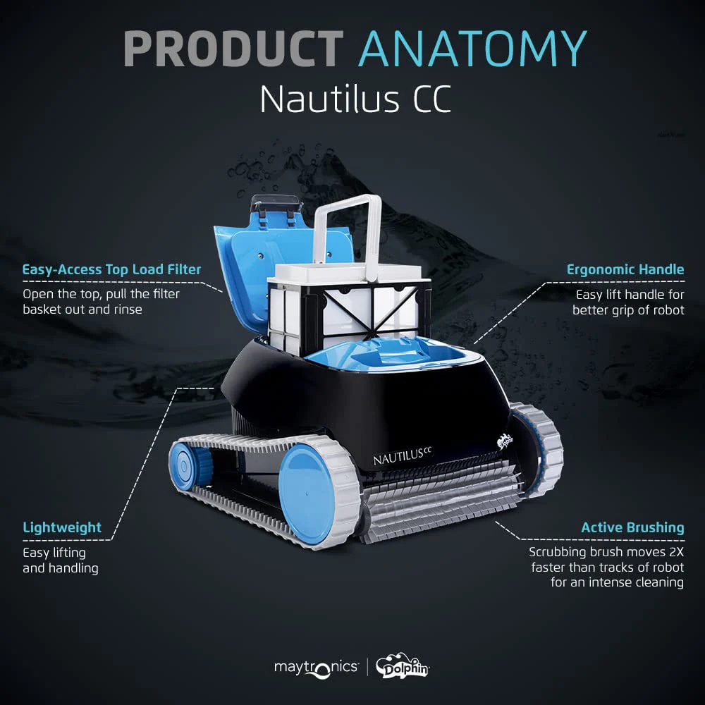 Dolphin Nautilus CC Automatic Robotic Pool Vacuum Cleaner, Wall Climbing Scrubber Brush, Top Load Filter Access, Ideal for Above/In-Ground Pools up to 33 FT in Length - Image 2