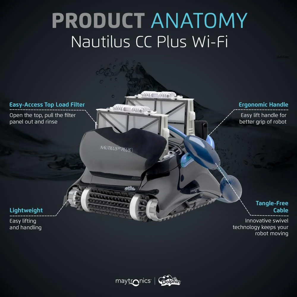 Dolphin Nautilus CC Plus Wi-Fi Automatic Robotic Pool Vacuum Cleaner, Always Cleaning, Never Charging, with Wall Climbing Scrubber Brush, Ideal for In-Ground Pools up to 40 FT in Length - Image 2