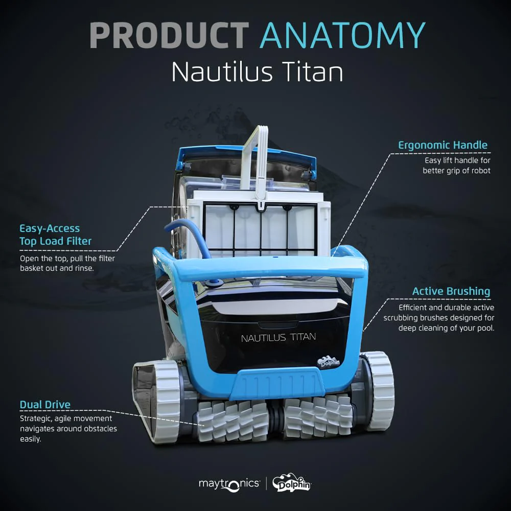 Dolphin (Upgraded 2026) Nautilus Titan Wi-Fi Automatic Robotic Pool Vacuum Cleaner Waterline Scrubbing, Multi-Layer Filtration, Ideal for Inground Pool up to 50 FT in Length - Image 2