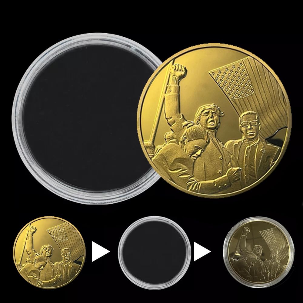 Donald Trump Assassinated Coins Shooting Medal Trump Fighting for America Challenge Coin 2025-2029 (5 Pieces Gold-Gold) - Image 2