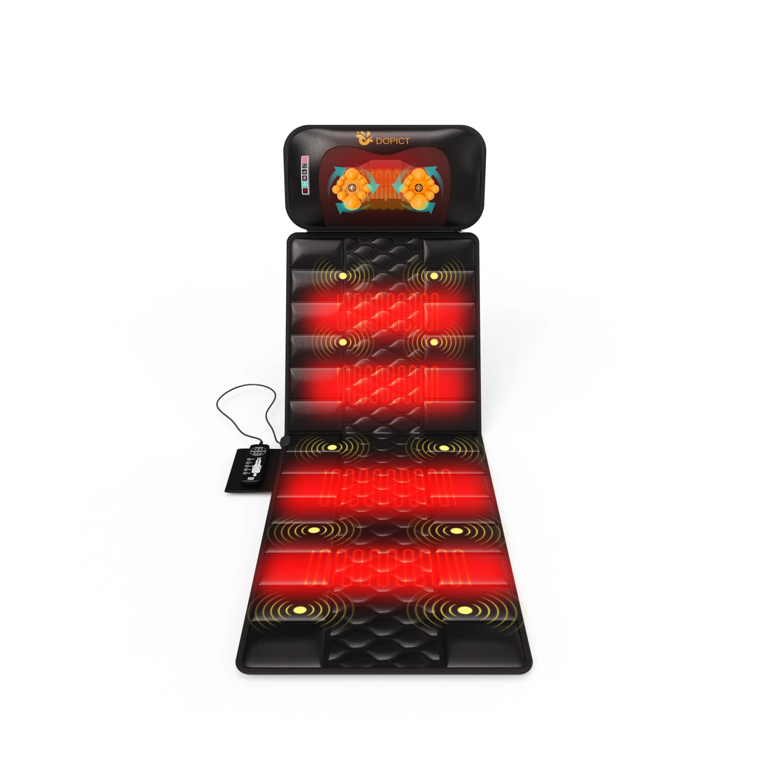 DOPICT Massage Mat, Detachable Neck Massager, Full Body Vibration Heating, Massage Pad with 10 Vibrating Motors and 9 Speed Settings for Home Office Use, Gift for Men Women Parents Christmas,Black - Image 2