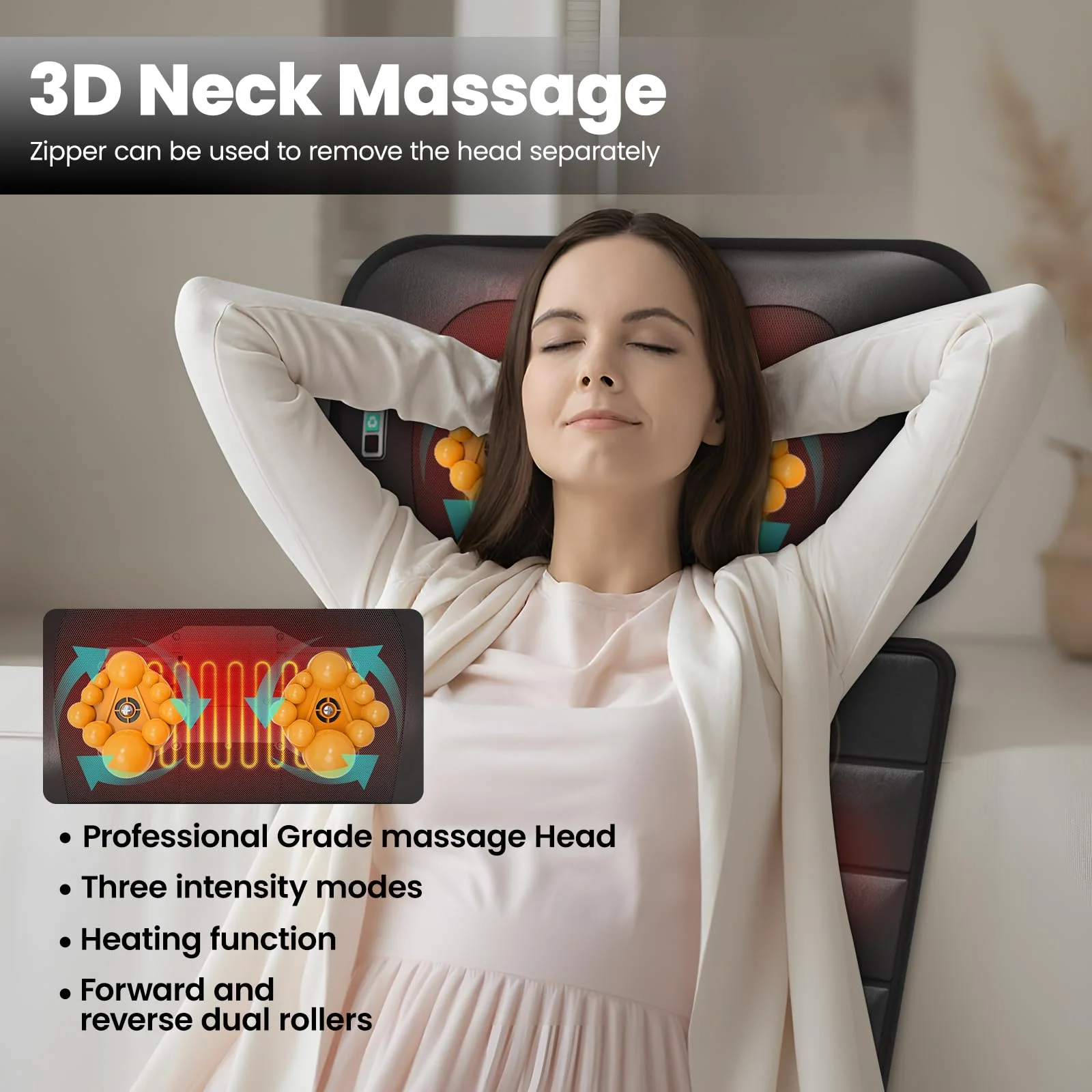 DOPICT Massage Mat, Detachable Neck Massager, Full Body Vibration Heating, Massage Pad with 10 Vibrating Motors and 9 Speed Settings for Home Office Use, Gift for Men Women Parents Christmas,Black - Image 5