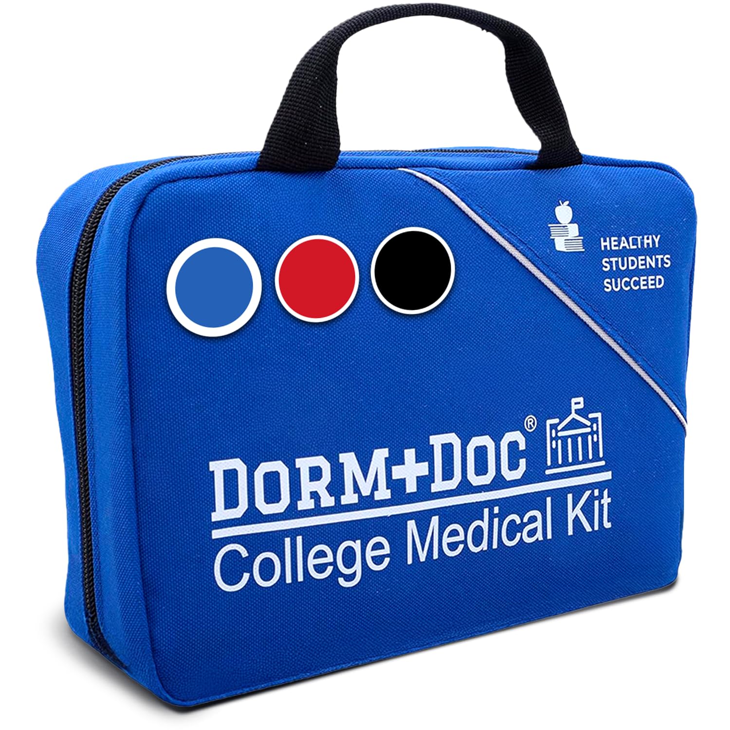 DormDoc College First Aid Kit – Compact Emergency Medical Kit for Dorm Rooms, School, Sports – with Bandages, OTC Medicines for Relief, Gauze, Quick Care Set – Portable Health Kit - 175 PCS, Blue - Image 8