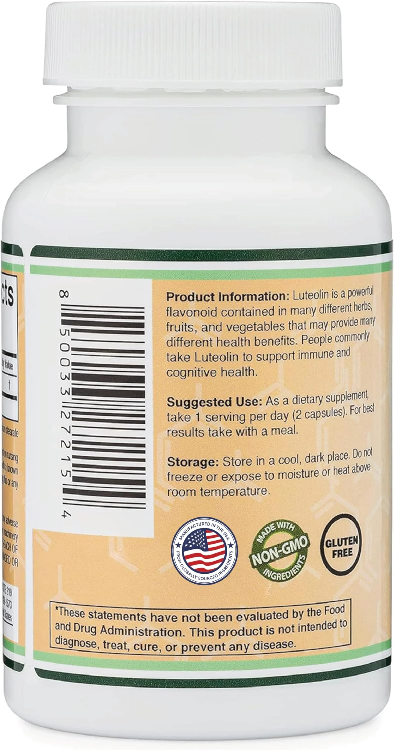 Double Wood Supplements Luteolin Supplement 100mg Servings of Bioactive Flavanoids (120 Capsules, Gluten Free) Potent Polyphenols Flavonoid for Brain and Cardiovascular Support - Image 3