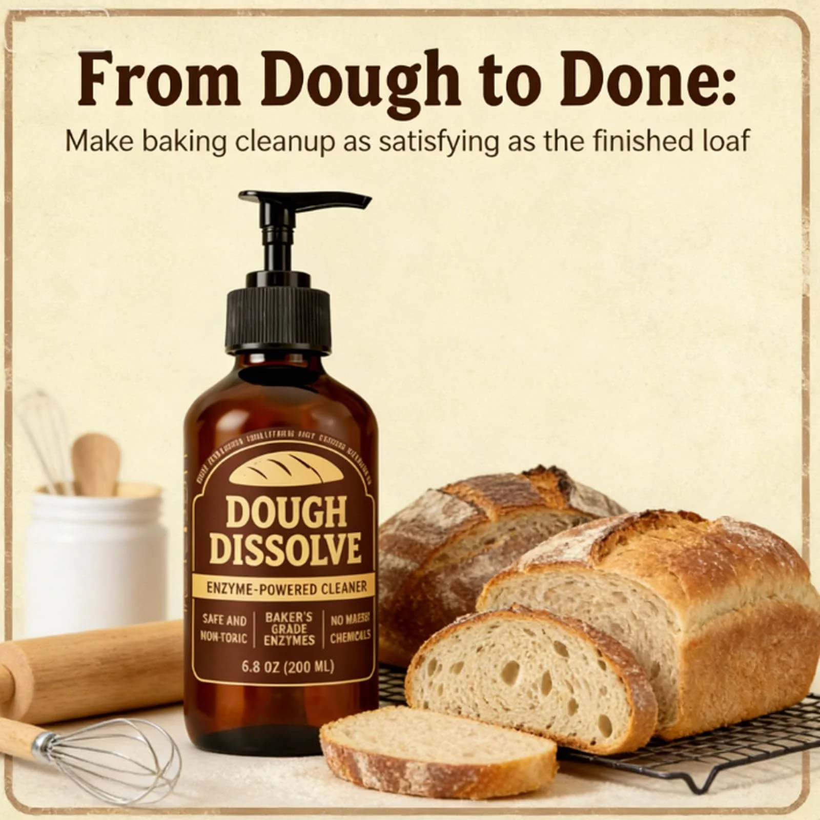 Dough Dissolve Soap for Sourdough, Sourdough & Baking Mess – Enzyme Powered Formula Breaks down Stuck-on Dough, Reduces the Need for Scrubbing and Soaking, for Kitchen of Bowls, Pots, Utensils (1pc) - Image 4