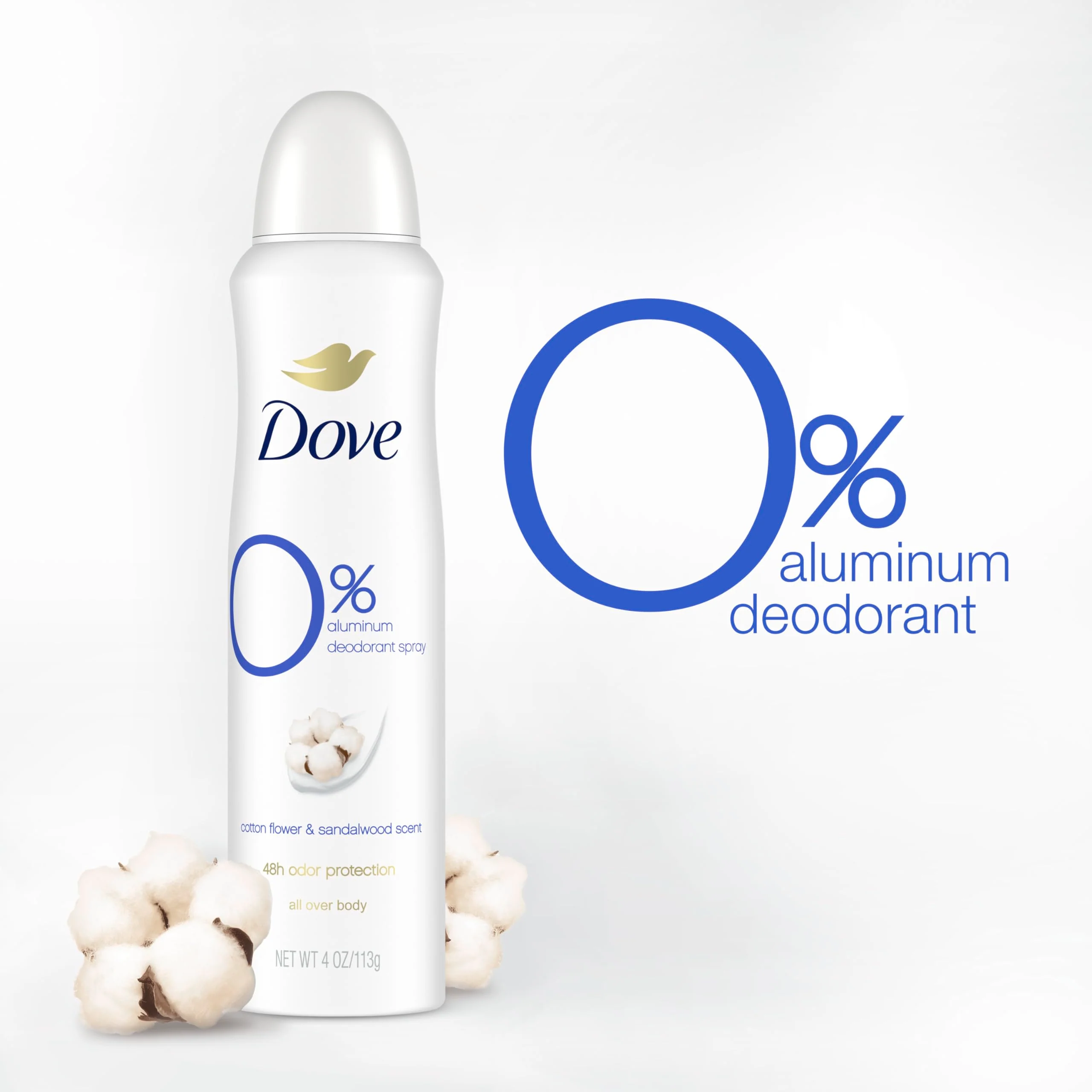 Dove 0% Aluminum Deodorant Dry Spray Cotton Flower & Sandalwood 3 Count for 48-Hour Protection Aluminum Free 4 oz - Image 3