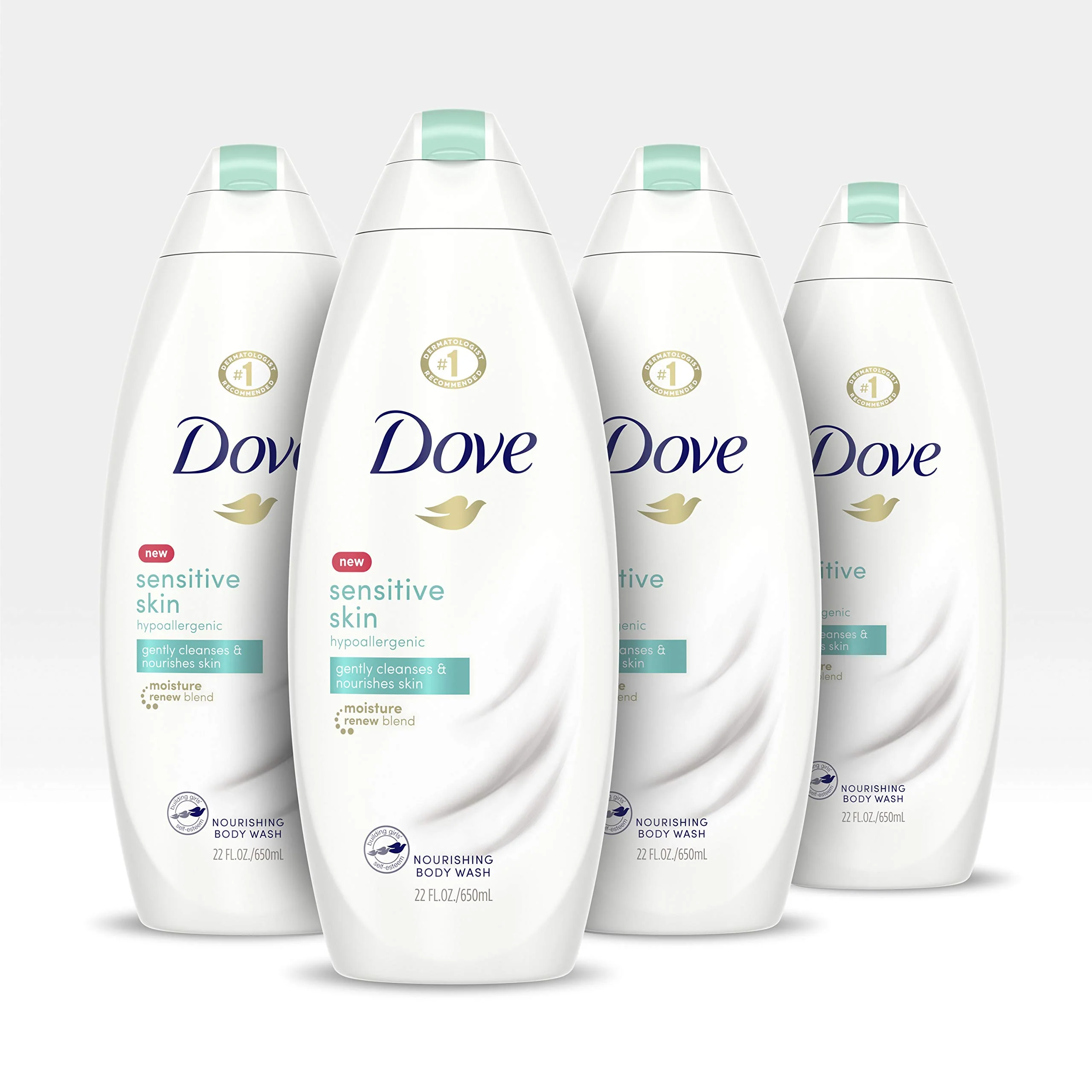 Dove Body Wash For Softer and Smoother Skin Sensitive Skin Hypoallergenic and Sulfate Free Body Wash 22 oz, 4 Count