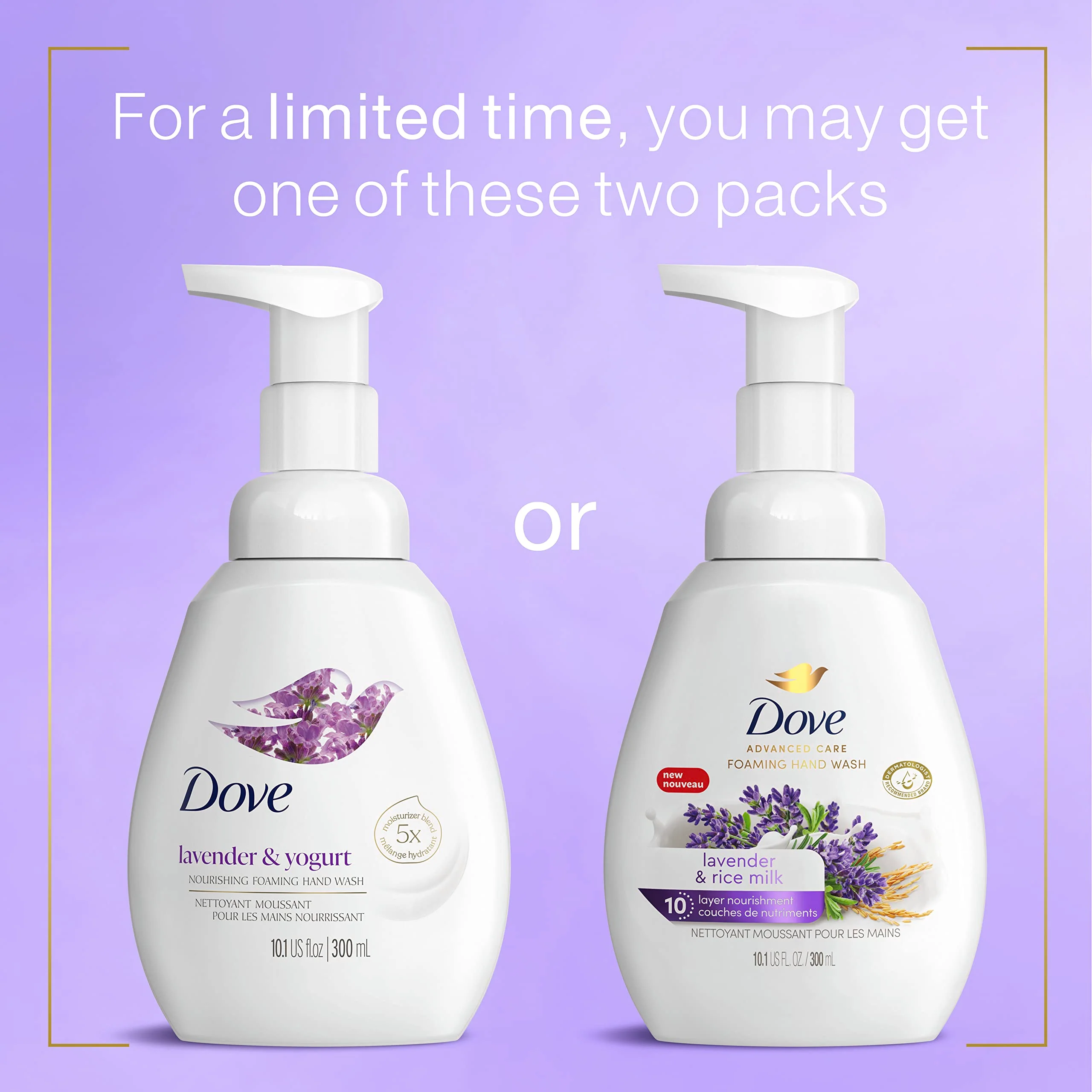 Dove Foaming Hand Wash Lavender & Rice Milk Pack of 4 Protects Skin from Dryness, More Moisturizers than the Leading Ordinary Hand Soap, 10.1 oz - Image 3