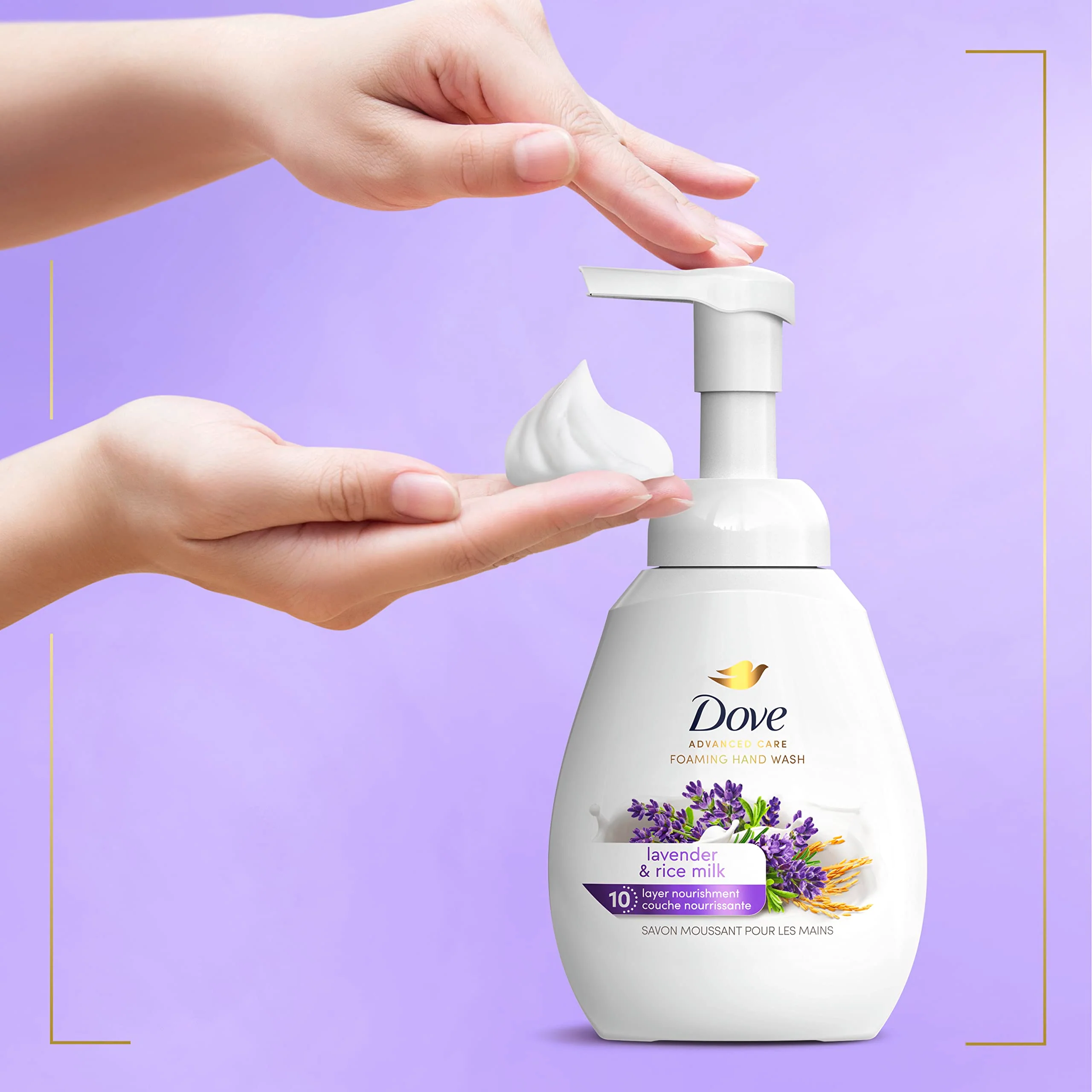 Dove Foaming Hand Wash Lavender & Rice Milk Pack of 4 Protects Skin from Dryness, More Moisturizers than the Leading Ordinary Hand Soap, 10.1 oz - Image 6