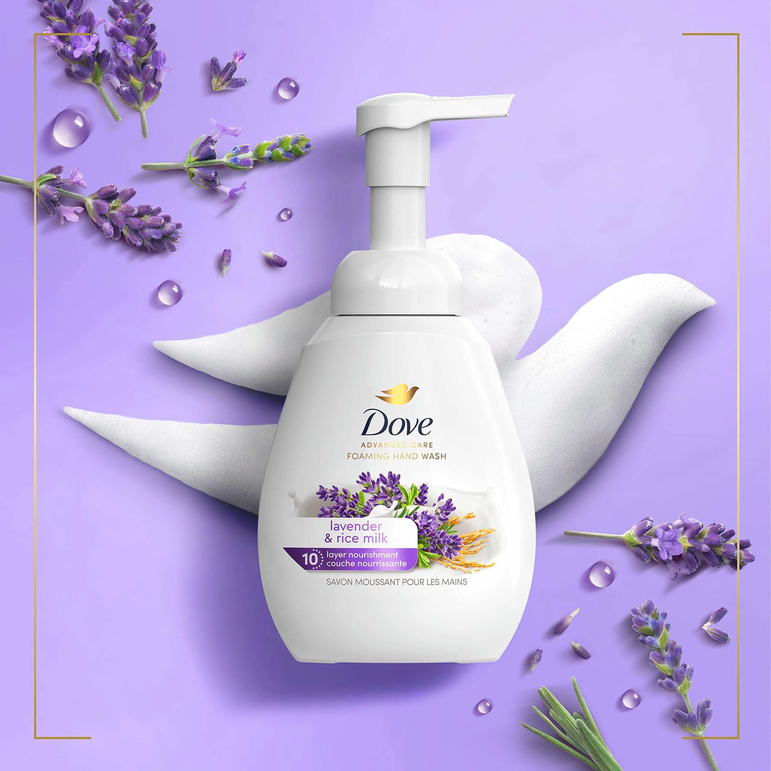 Dove Foaming Hand Wash Lavender & Rice Milk Pack of 4 Protects Skin from Dryness, More Moisturizers than the Leading Ordinary Hand Soap, 10.1 oz - Image 7
