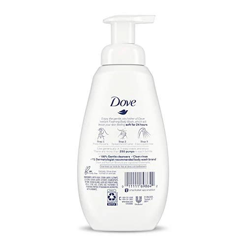 Dove Instant Foaming Body Wash 4 Count for Softer and Smoother Skin Sensitive Skin Effectively Washes Away Bacteria While Nourishing Your Skin 13.5 oz - Image 7