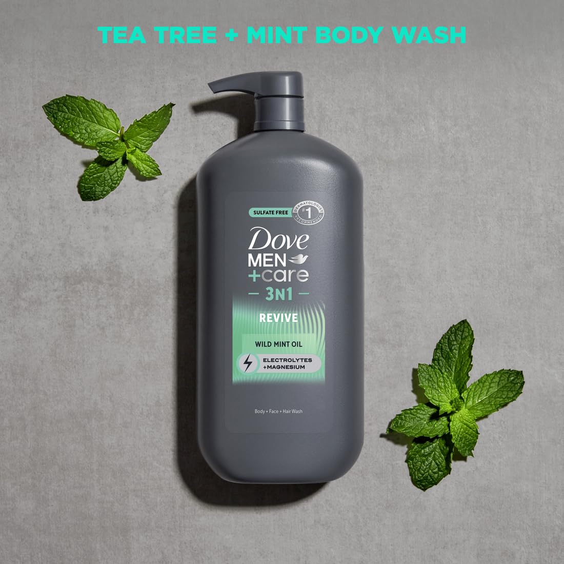 Dove Men+Care Body and Face Wash with Wild Mint Oil, Invigorating Revive 3N1 with 24-Hour Nourishing Micromoisture Technology, 30 oz 3 Count - Image 3