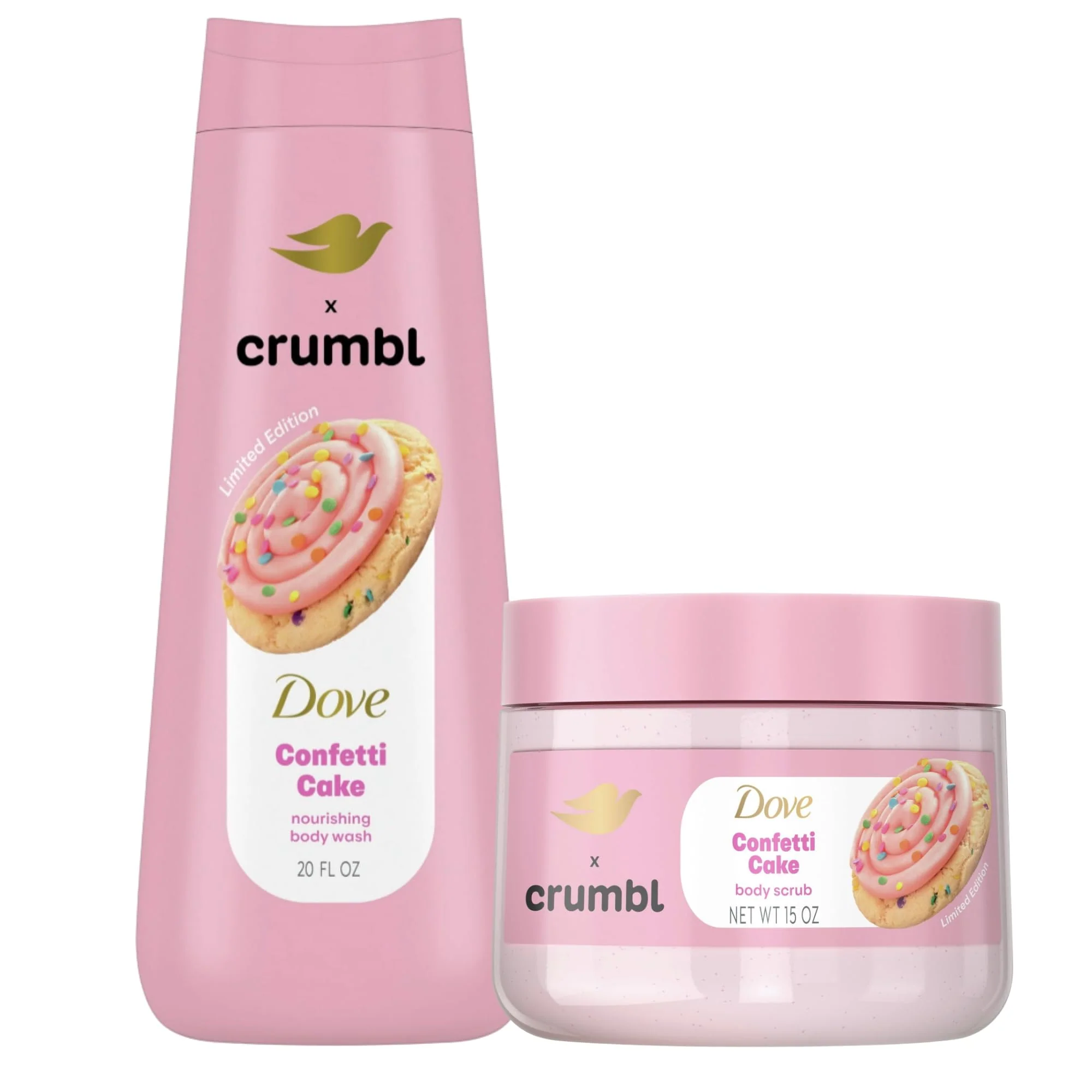 Dove Moisturizing Body Wash & Scrub | Confetti Cake Scent | 20oz Wash + 15oz Scrub | Limited Edition - Image 2