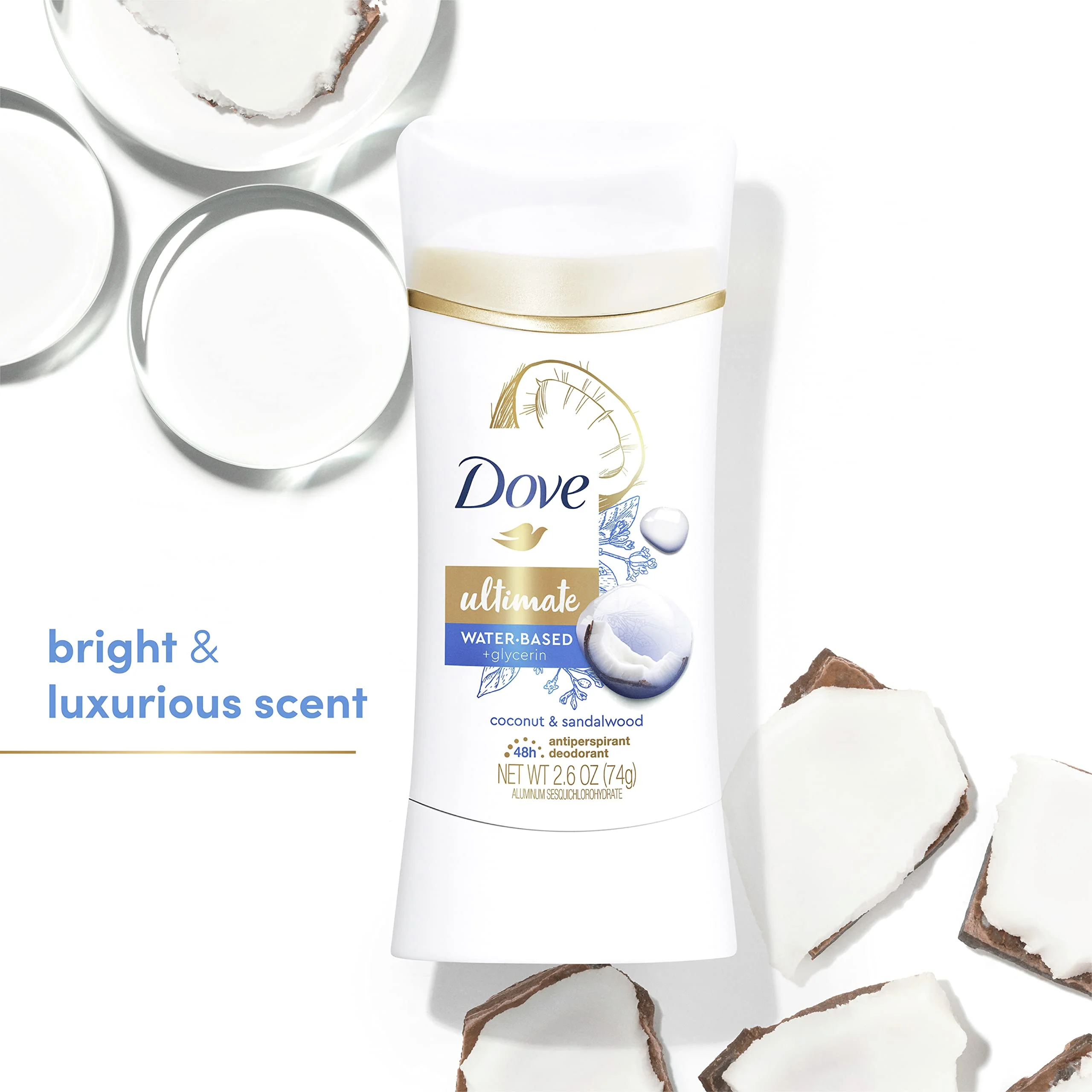 Dove Ultimate Antiperspirant Deodorant Stick 2 Count Coconut & Sandalwood 2.6 oz - Image 2