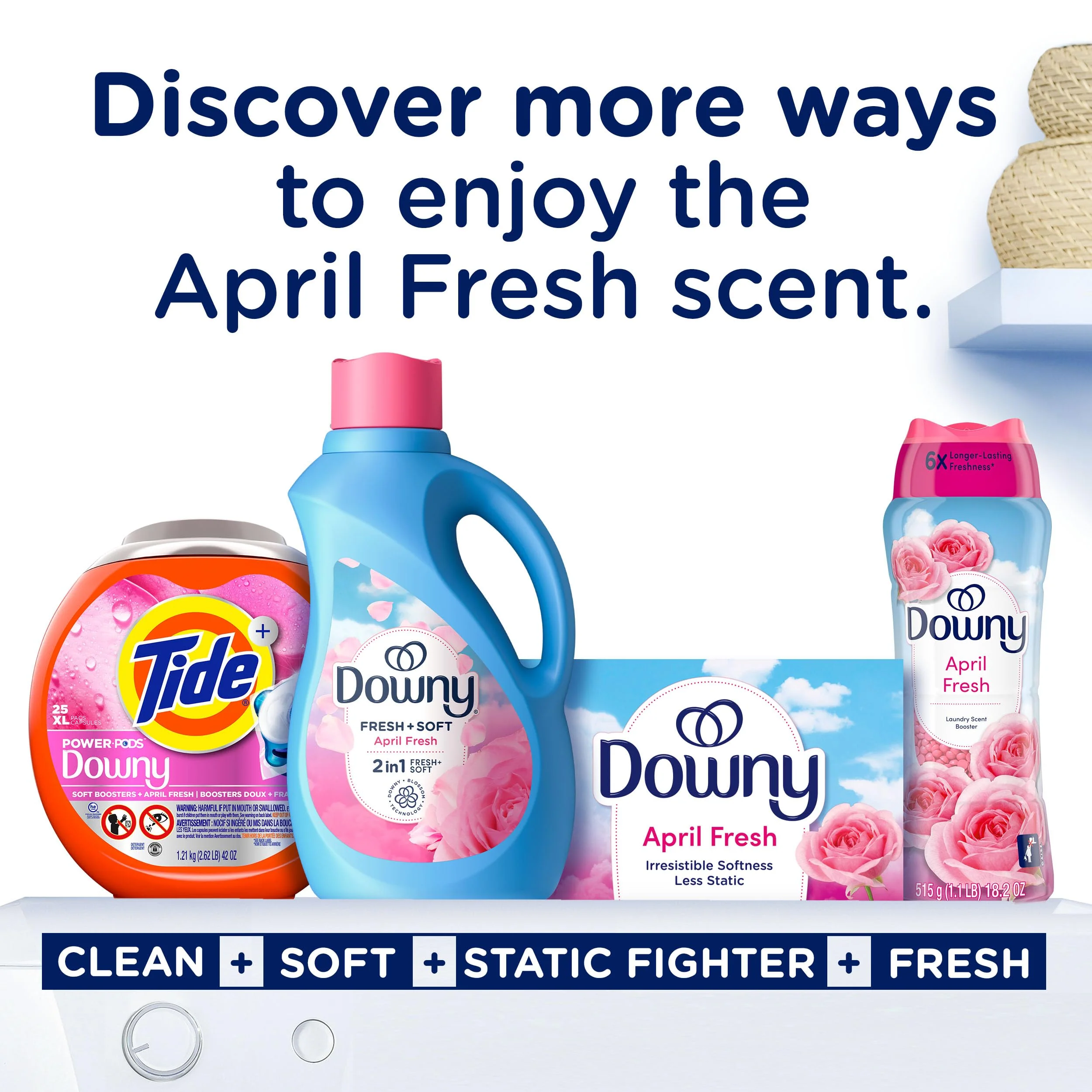 Downy Liquid Fabric Softener, April Fresh 2-in-1 Fresh & Soft, 140 Fl Oz, 190 Loads, Fabric Conditioner For Freshness And Softness - Image 6