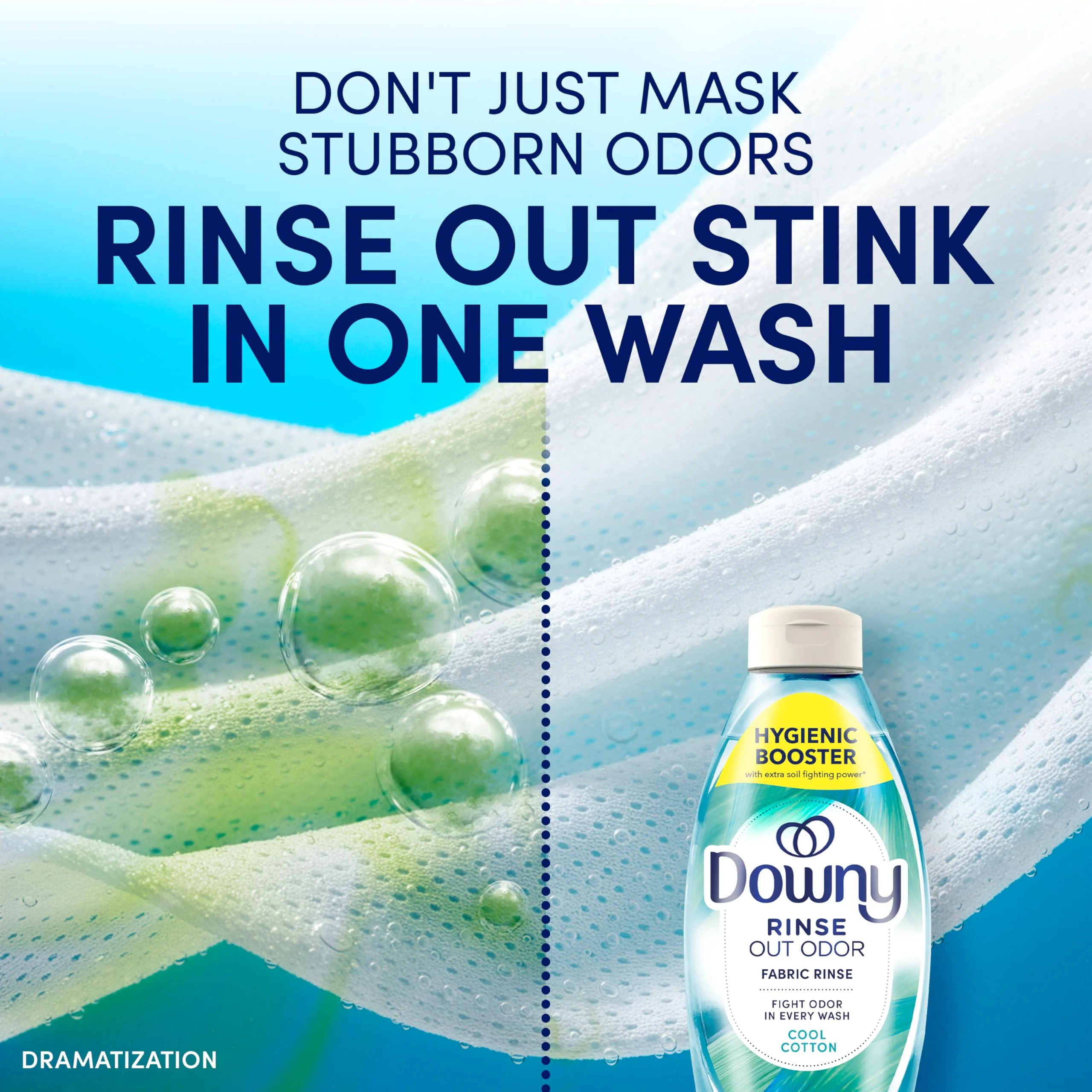 Downy Rinse Laundry Odor Remover, Cool Cotton Scent, 48 fl oz, Fabric Softener And Laundry Odor Removal Rinse, Fights Odors At The Source, HE Compatible - Image 2