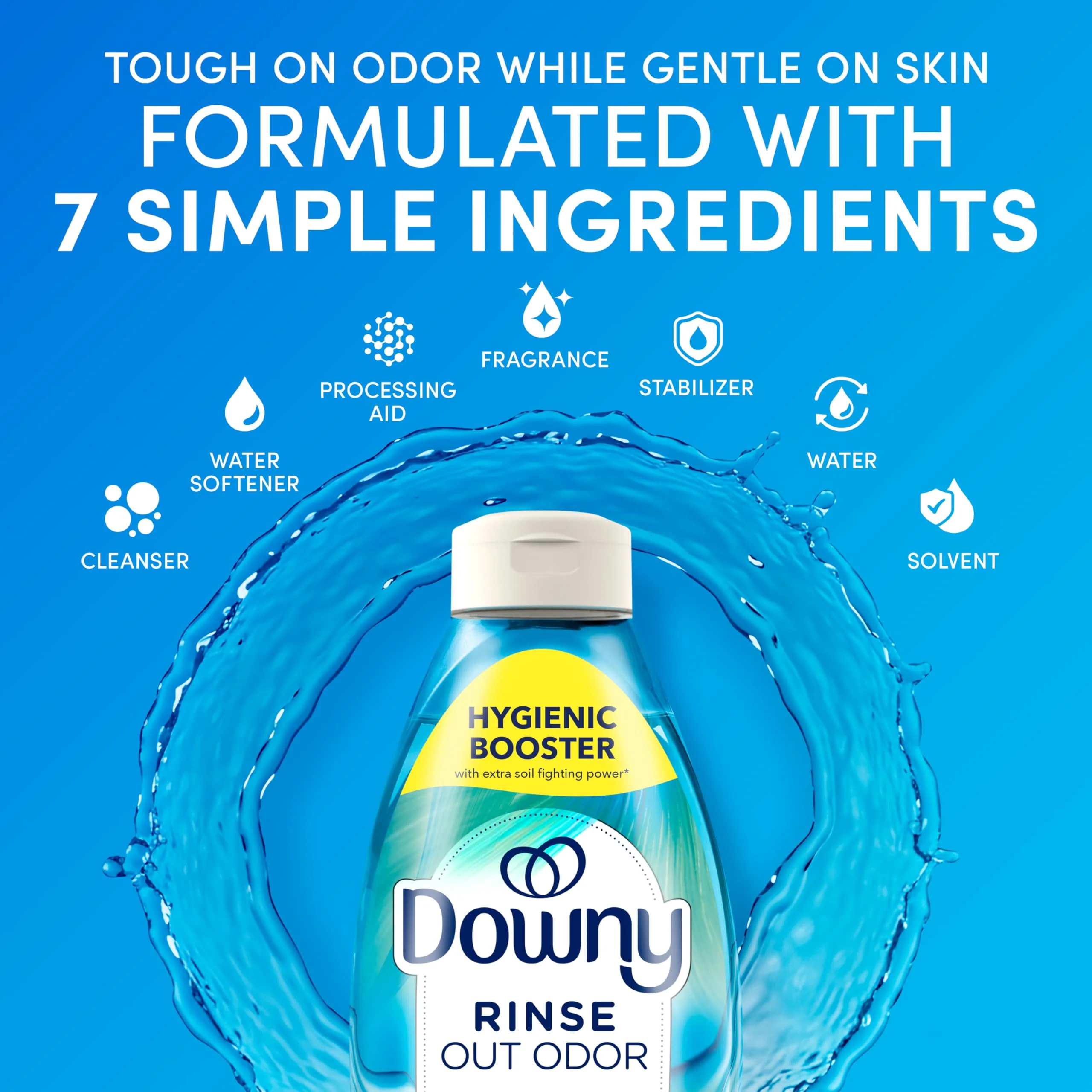 Downy Rinse Laundry Odor Remover, Cool Cotton Scent, 48 fl oz, Fabric Softener And Laundry Odor Removal Rinse, Fights Odors At The Source, HE Compatible - Image 3