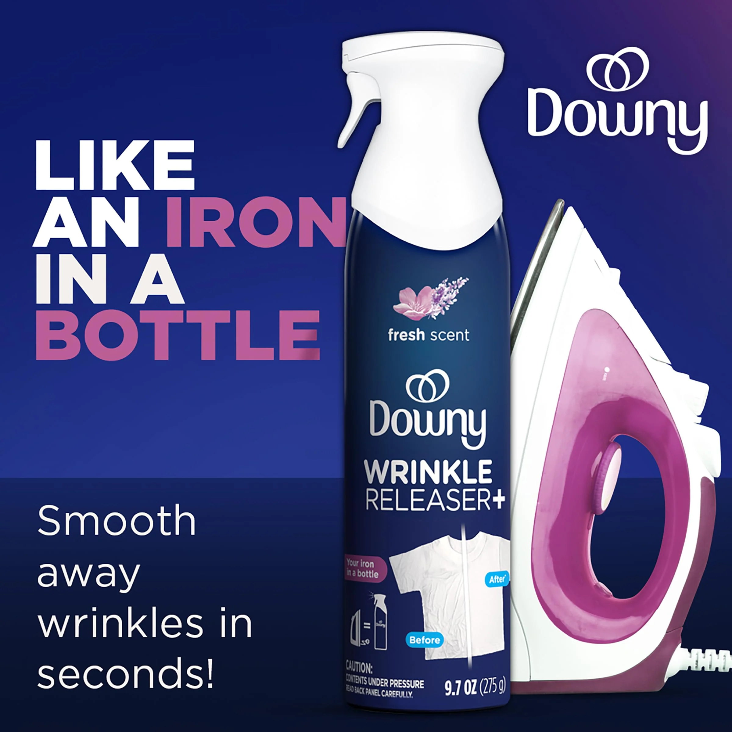Downy Wrinkle Releaser Spray | All In One Wrinkle Release Spray, Odor Eliminator, Static Remover | Fabric Refresher & Ironing Aid for Clothes | 9.7 Fl Oz (Pack of 2), Fresh Scent - Image 2