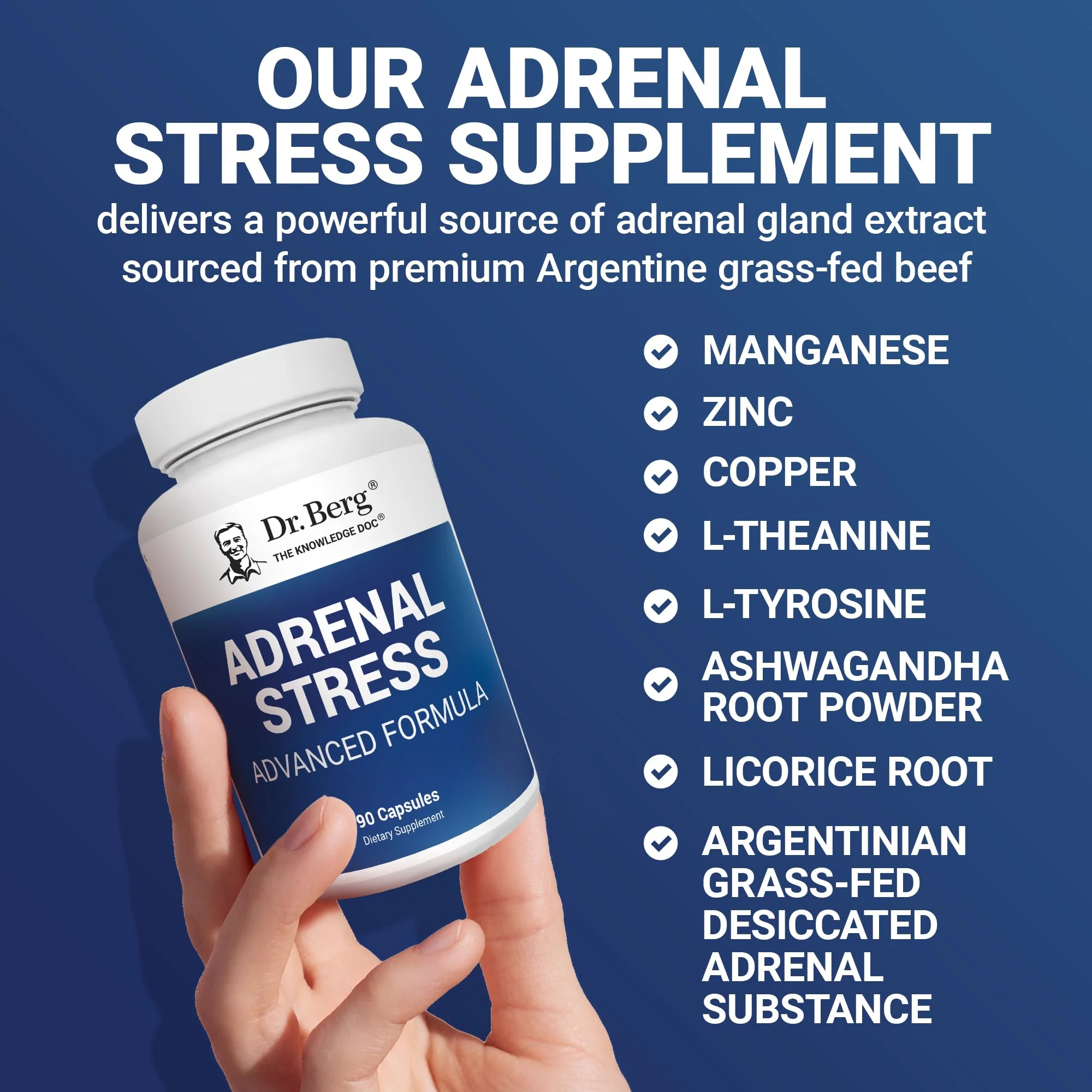 Dr. Berg’s Adrenal Stress Advanced Formula - Adrenal Support Supplements for Stress, Mood and Energy Support - Adrenal Supplements - Cortisol Manager with Ashwagandha - 90 Capsules - Image 5
