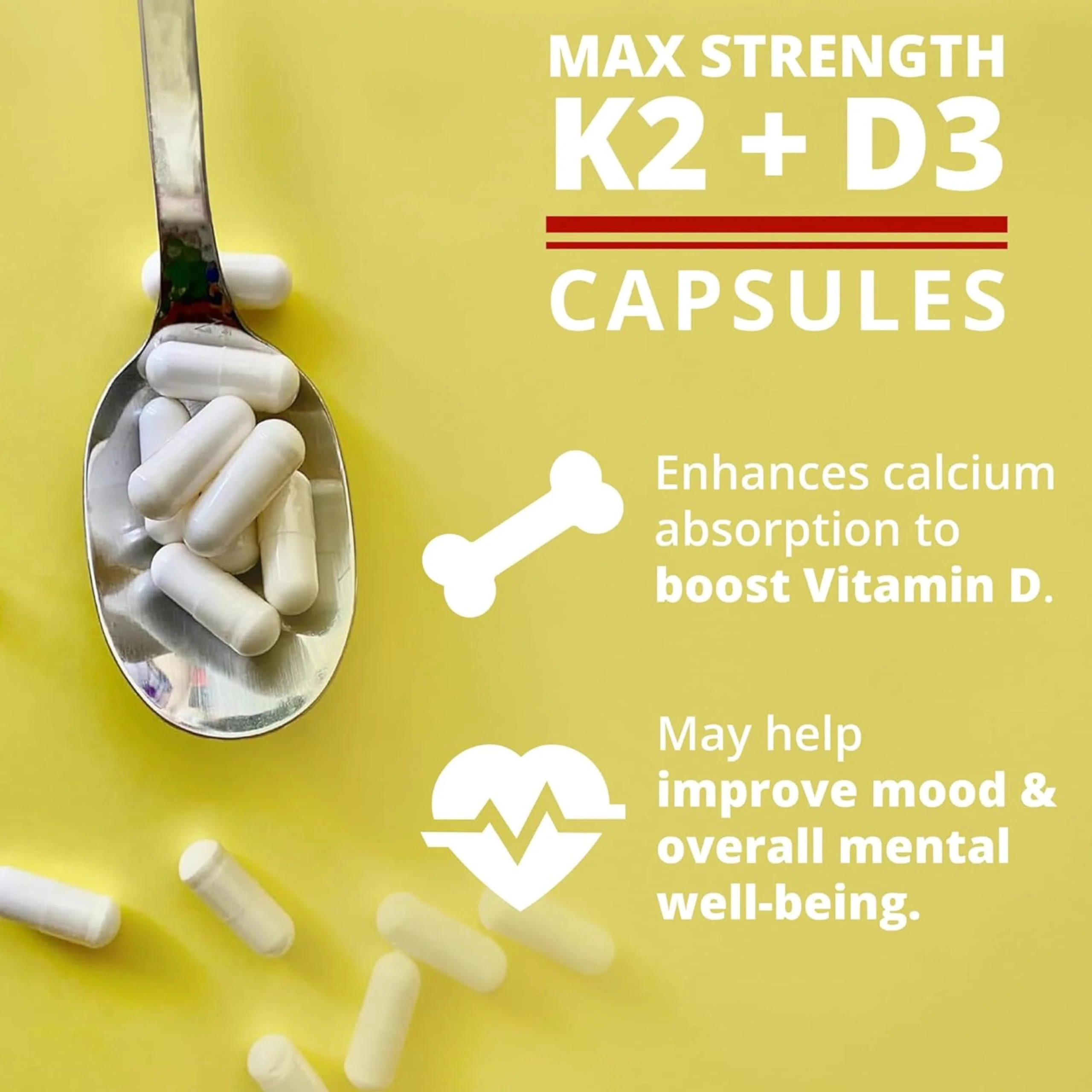 Dr. Boz - K2+D3 Capsules, 66 Servings - Vitamin D3 K2 Supplement with BioPerine - Bone & Heart Health - Enhanced Absorption - Quality Tested - Made in The USA - 5000iu (D3) - 400iu (K2) - Self Care - Image 6