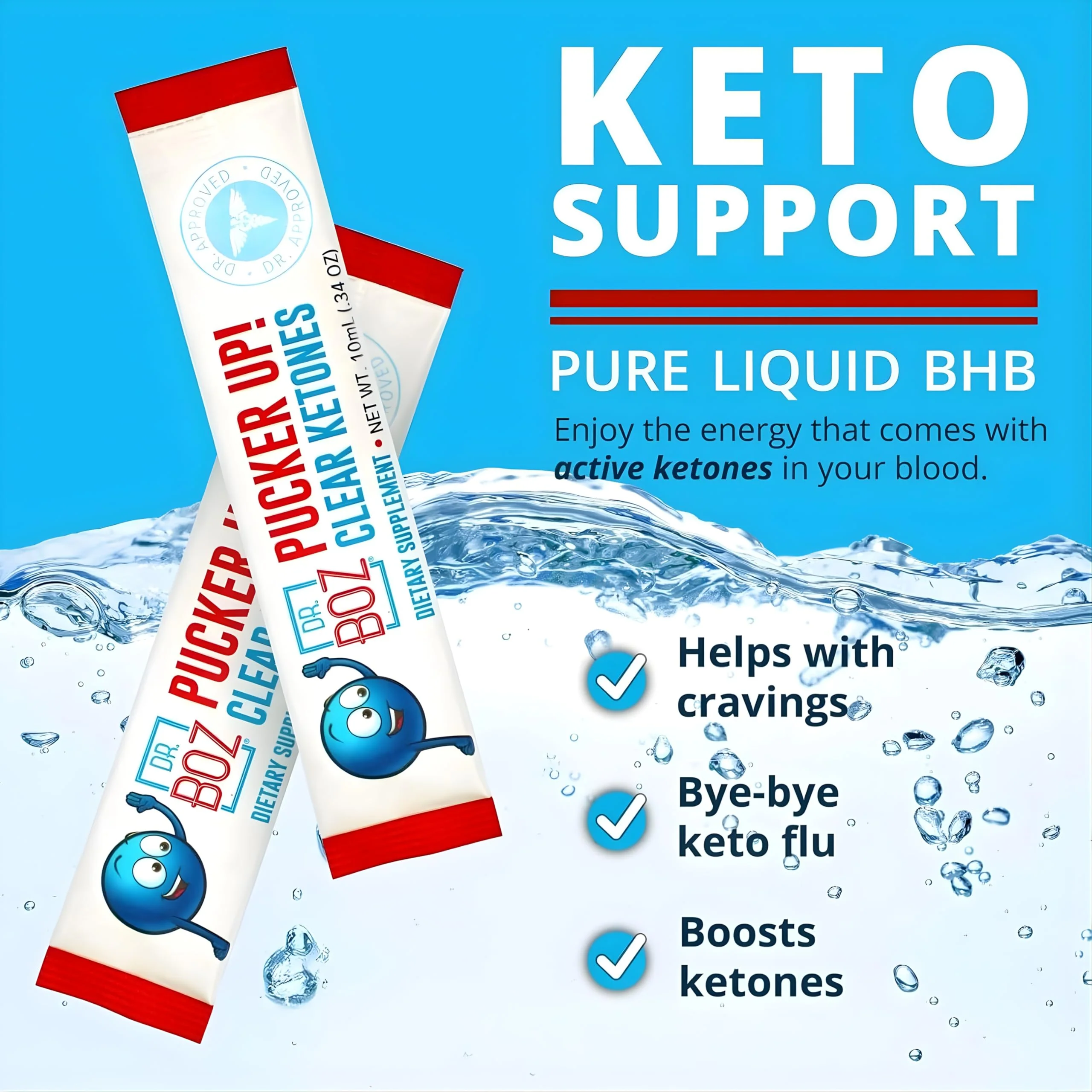 Dr. Boz - Pucker UP! Clear Ketones, 20 Packets - Pure Liquid BHB - Fast Acting Exogenous Ketones - Increase Energy & Clarity - Max Strength - Quality Tested - Made in USA - Keto Diet - 0.34oz (10ml) - Image 5