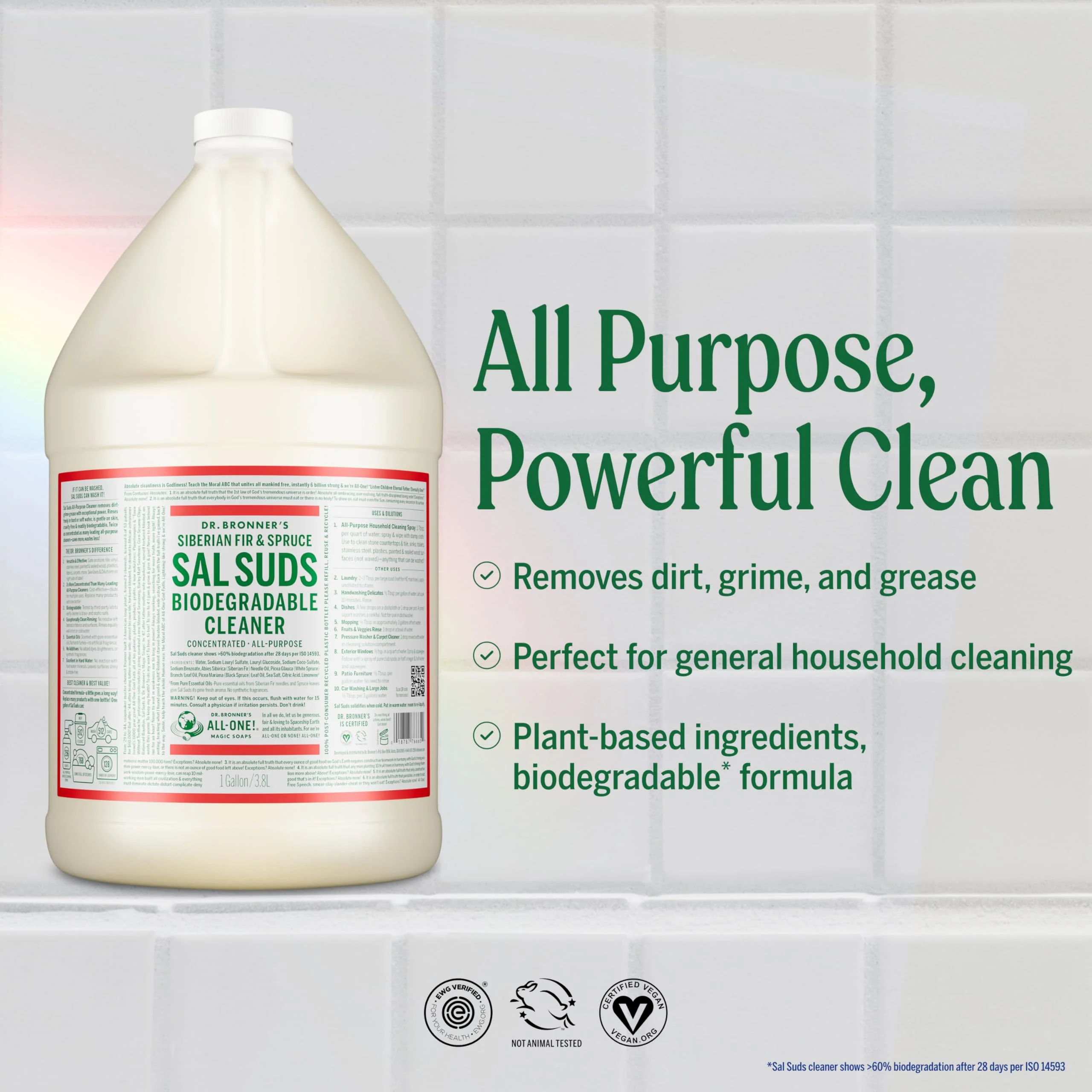 Dr. Bronner's - Sal Suds Biodegradable Cleaner (1 Gallon) - All-Purpose, Pine Cleaner for Floors, Laundry and Dishes, Concentrated, Cuts Grease and Dirt, Powerful Formula - Image 7