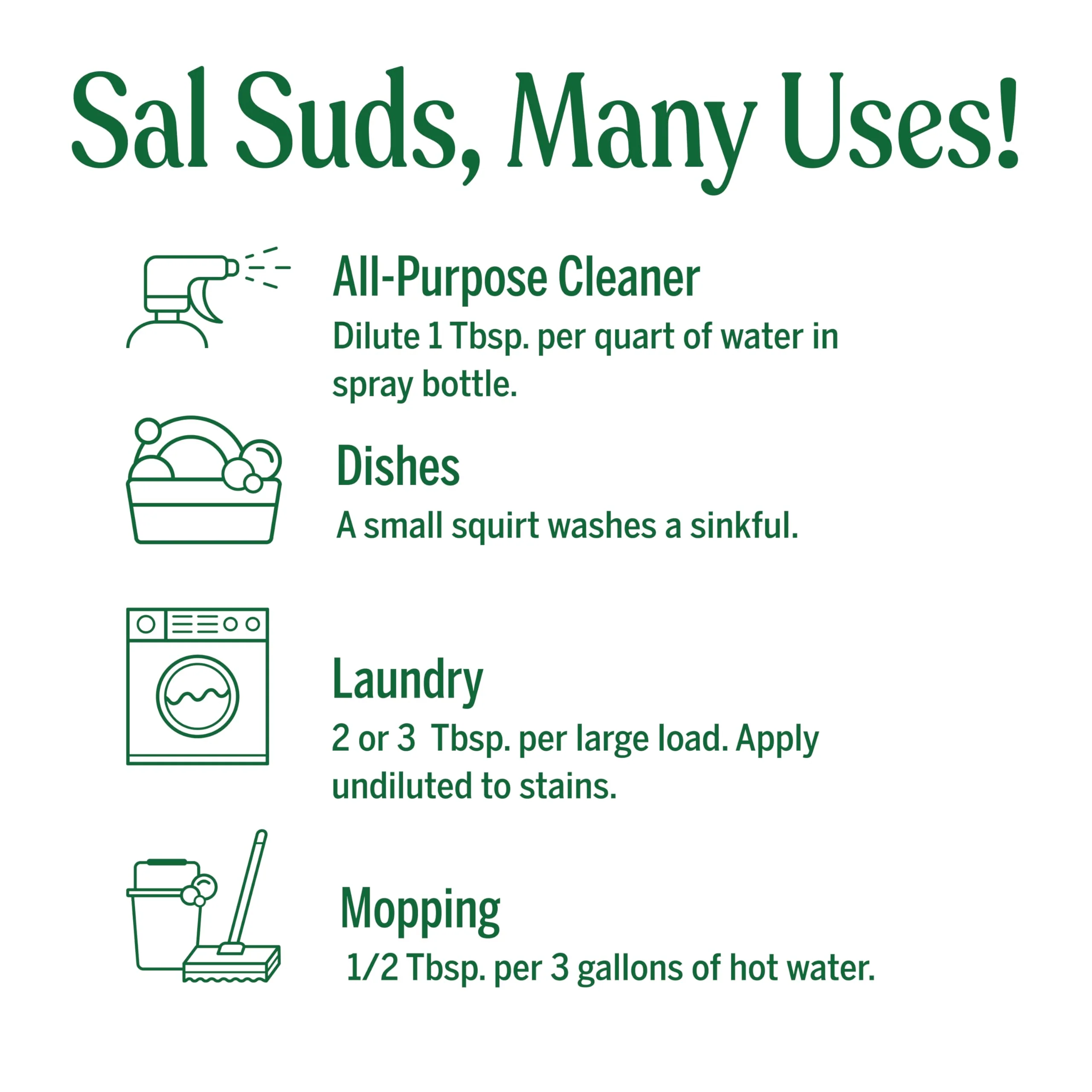 Dr. Bronner's Sal Suds Biodegradable Cleaner (16 Ounce, 2-Pack) – All Purpose Pine Mop Detergent for Floors, Laundry & Dishes, Multi Surface Concentrate, Heavy-Duty Degreaser - Image 4