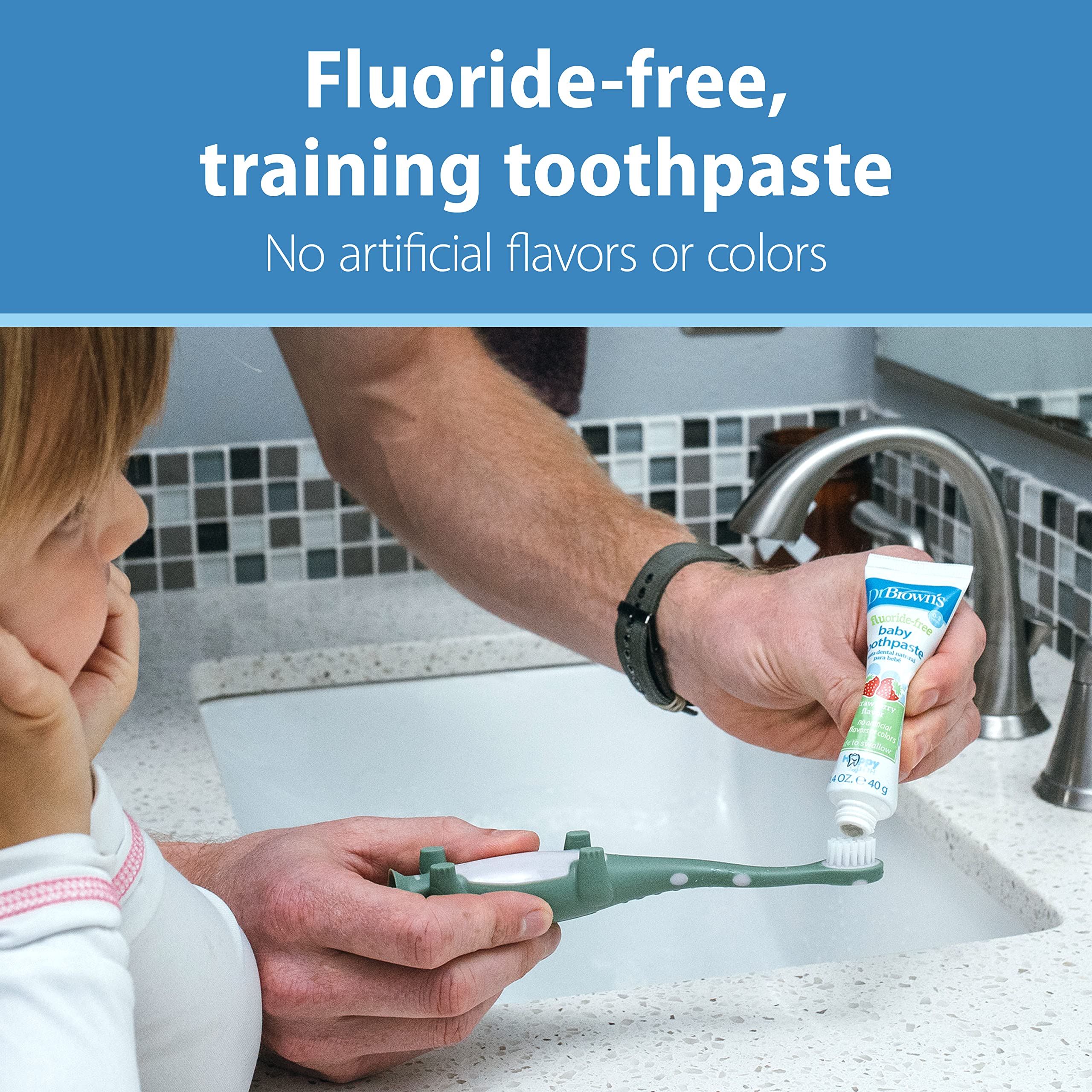 Dr. Brown’s Fluoride-Free Baby Toothpaste, Infant & Toddler Oral Care, Strawberry, 1-Pack, 1.4oz/40g, 0-3 Years - Image 3