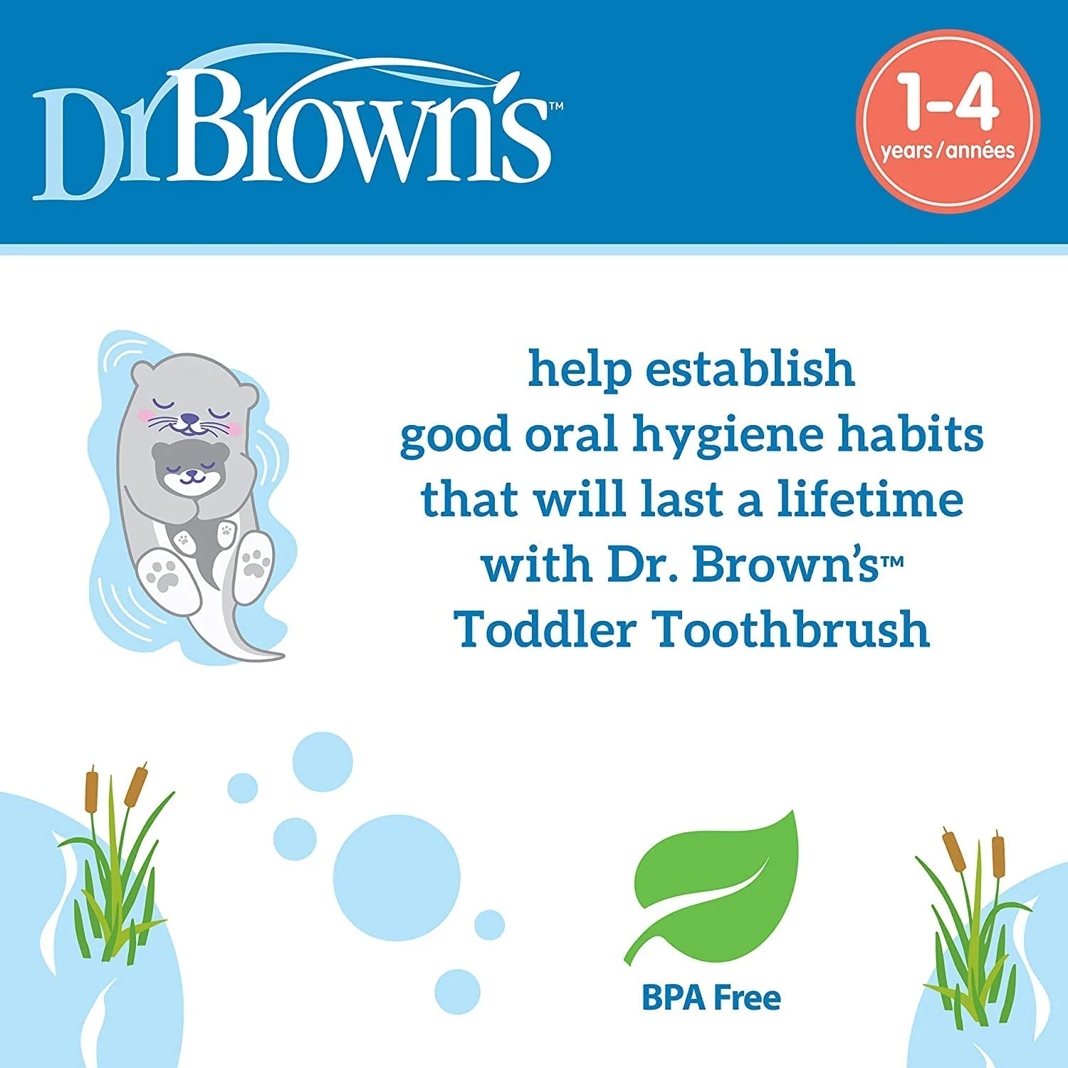 Dr. Brown's Baby and Toddler Toothbrush Set, Otter with Apple Pear Flavor Toothpaste - Image 2