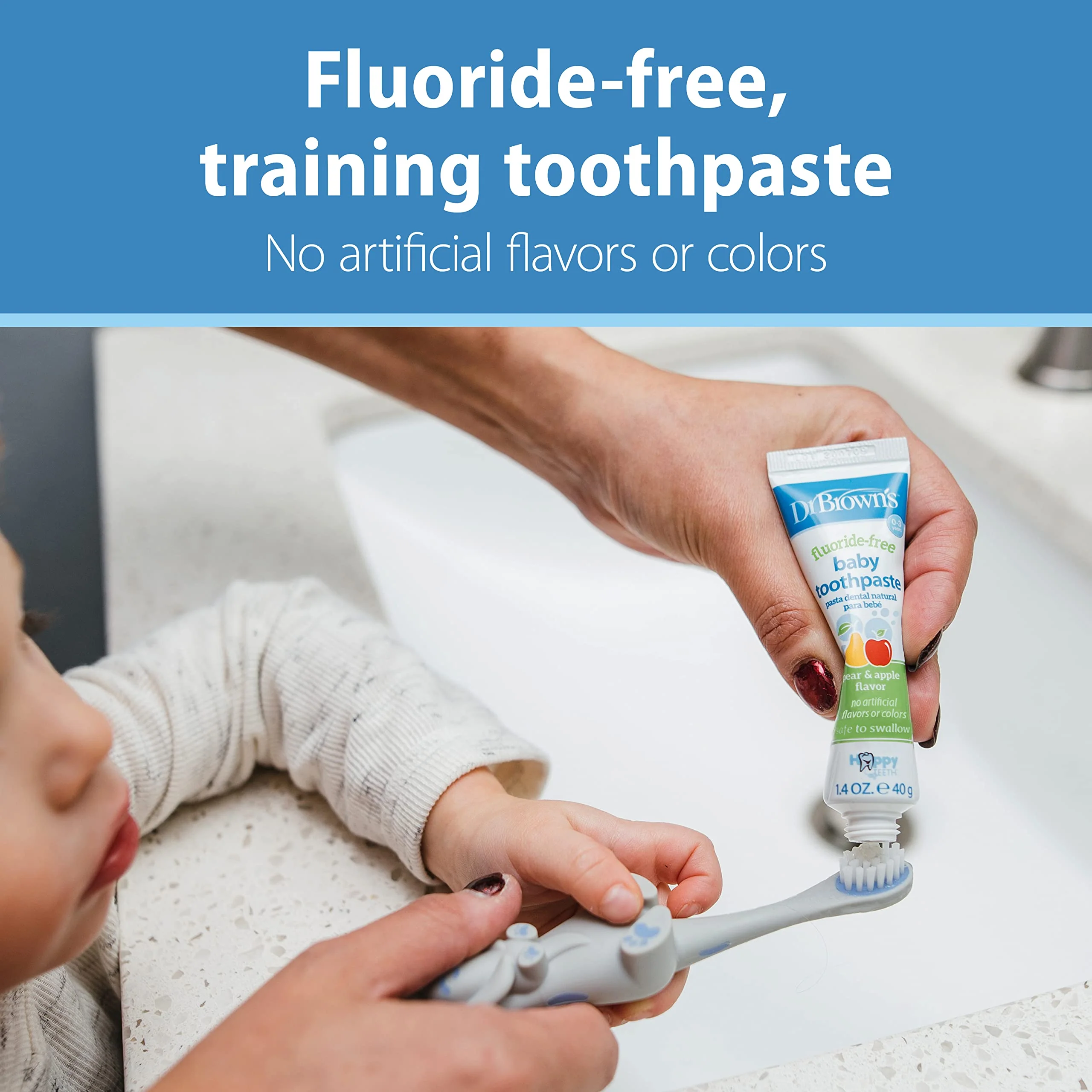Dr. Brown's Baby and Toddler Toothbrush Set, Otter with Apple Pear Flavor Toothpaste - Image 4