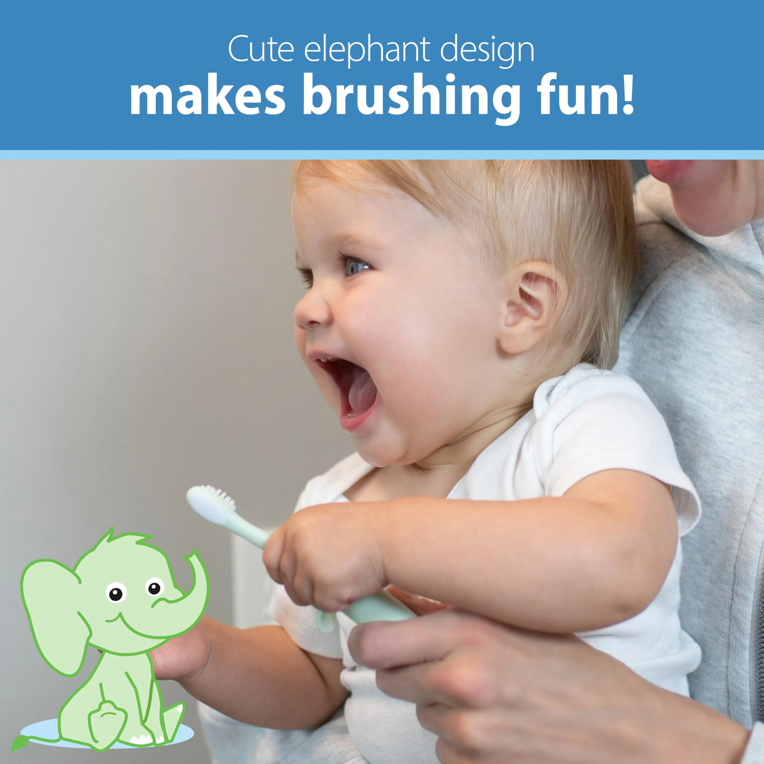 Dr. Brown's Infant-to-Toddler Toothbrush, Elephant, Mint, 0-3 Years - Image 7