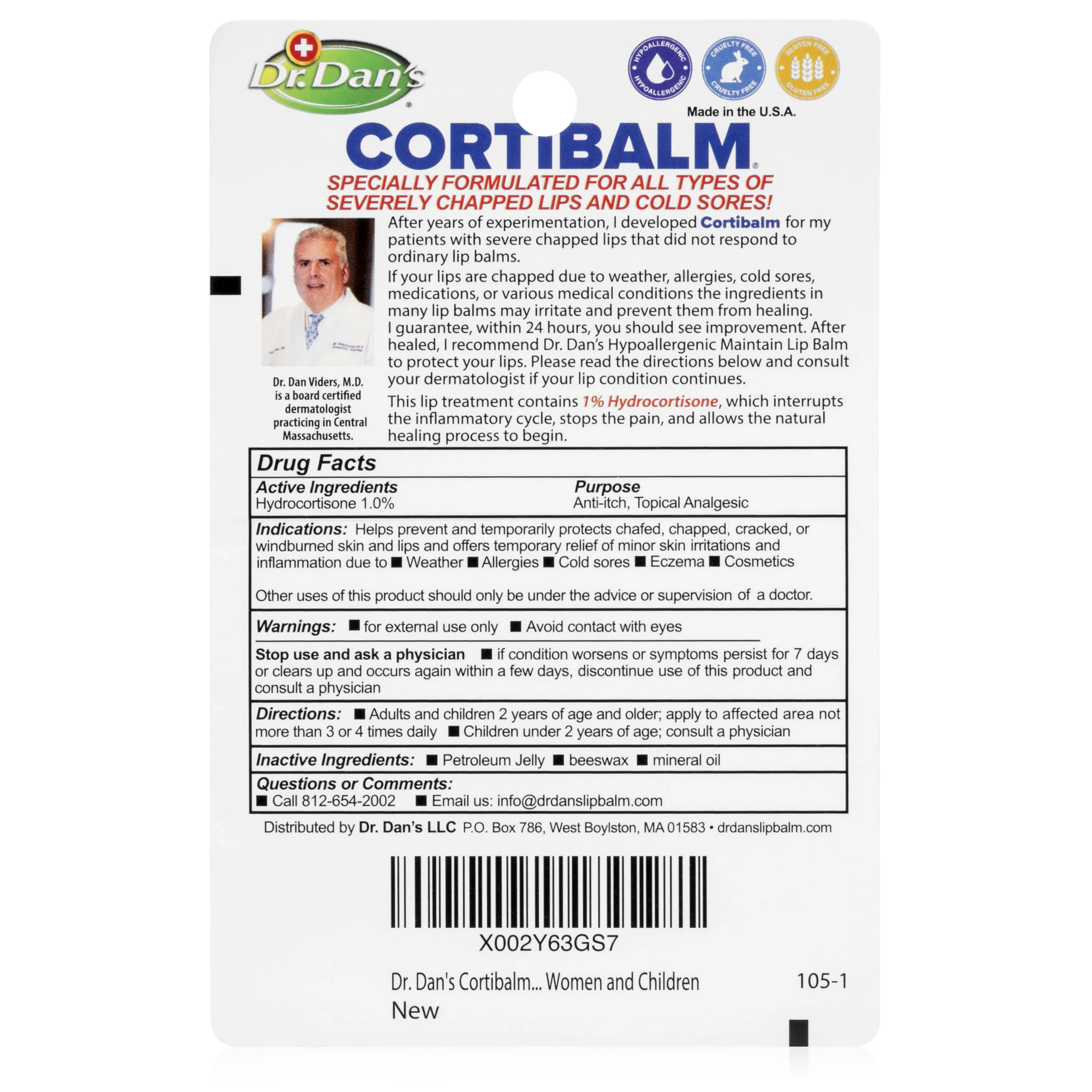 Dr. Dan's Cortibalm -3 Pack -for Dry Cracked Lips - Healing Lip Balm for Severely Chapped Lips- Designed for Men, Women and Children - Image 7