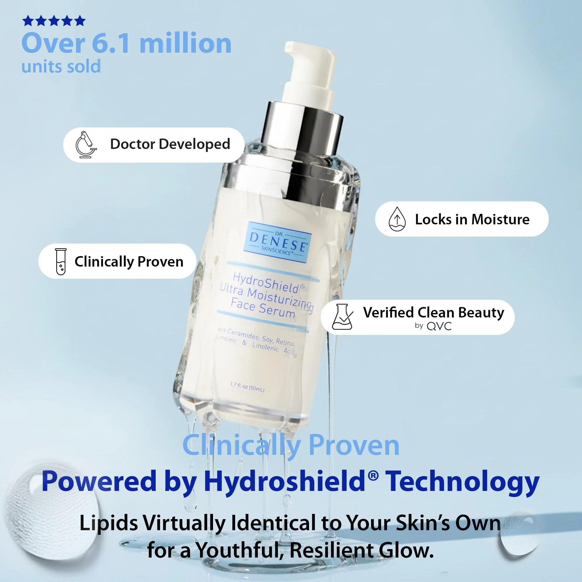 Dr. Denese SkinScience HydroShield Ultra Face Serum 1.7 oz – Retinol & Ceramide Formula for Deep Moisture, Smooth Radiant Skin, Fine Line Care, Barrier Support – Dermatologist Tested & Cruelty Free - Image 6