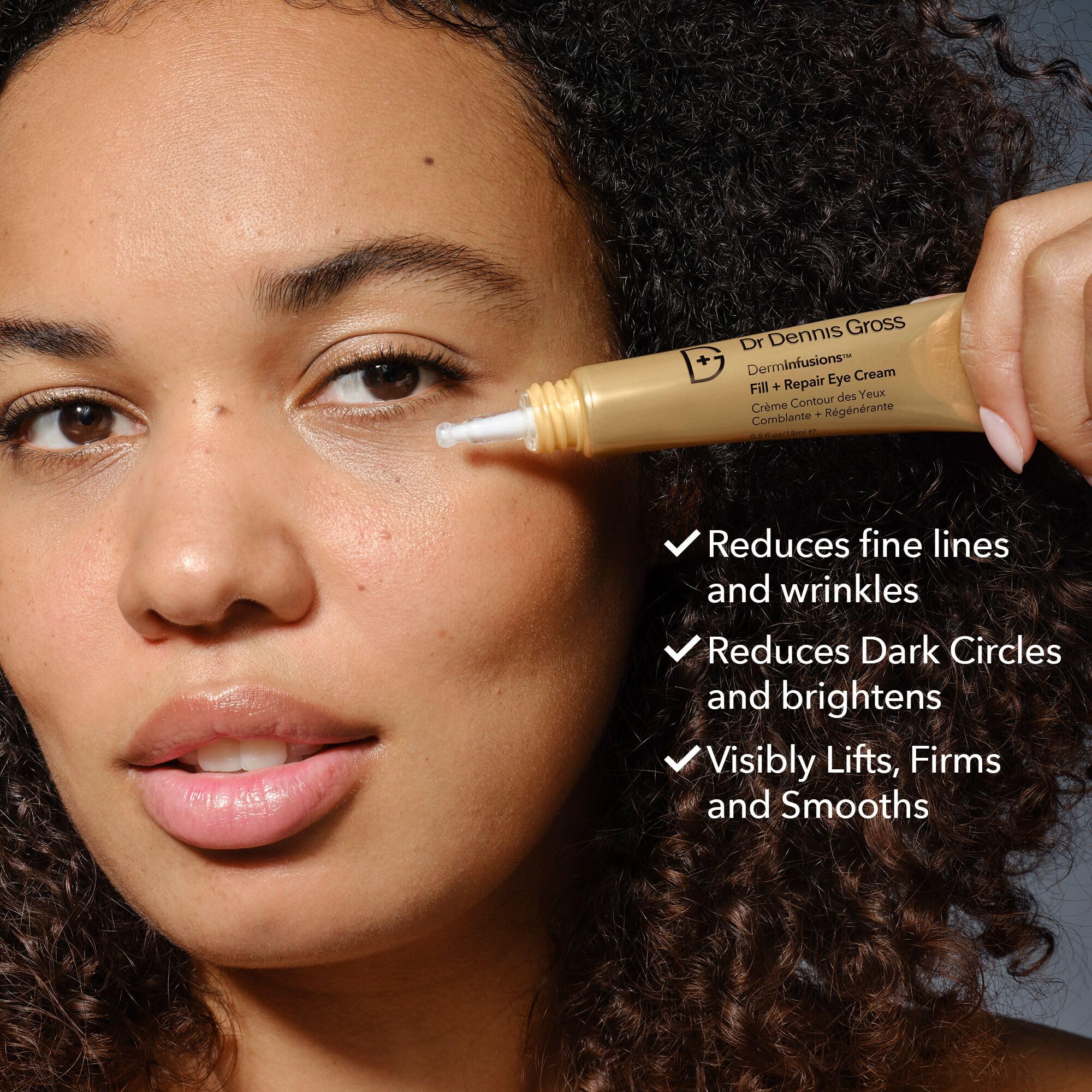 Dr Dennis Gross DermInfusions Fill + Repair Eye Cream: Hydrating & Brightening Treatment for Dark Circles, Fine Lines & Wrinkles, Firms & Smooths 360° Eye Area, 0.5 Oz - Image 3