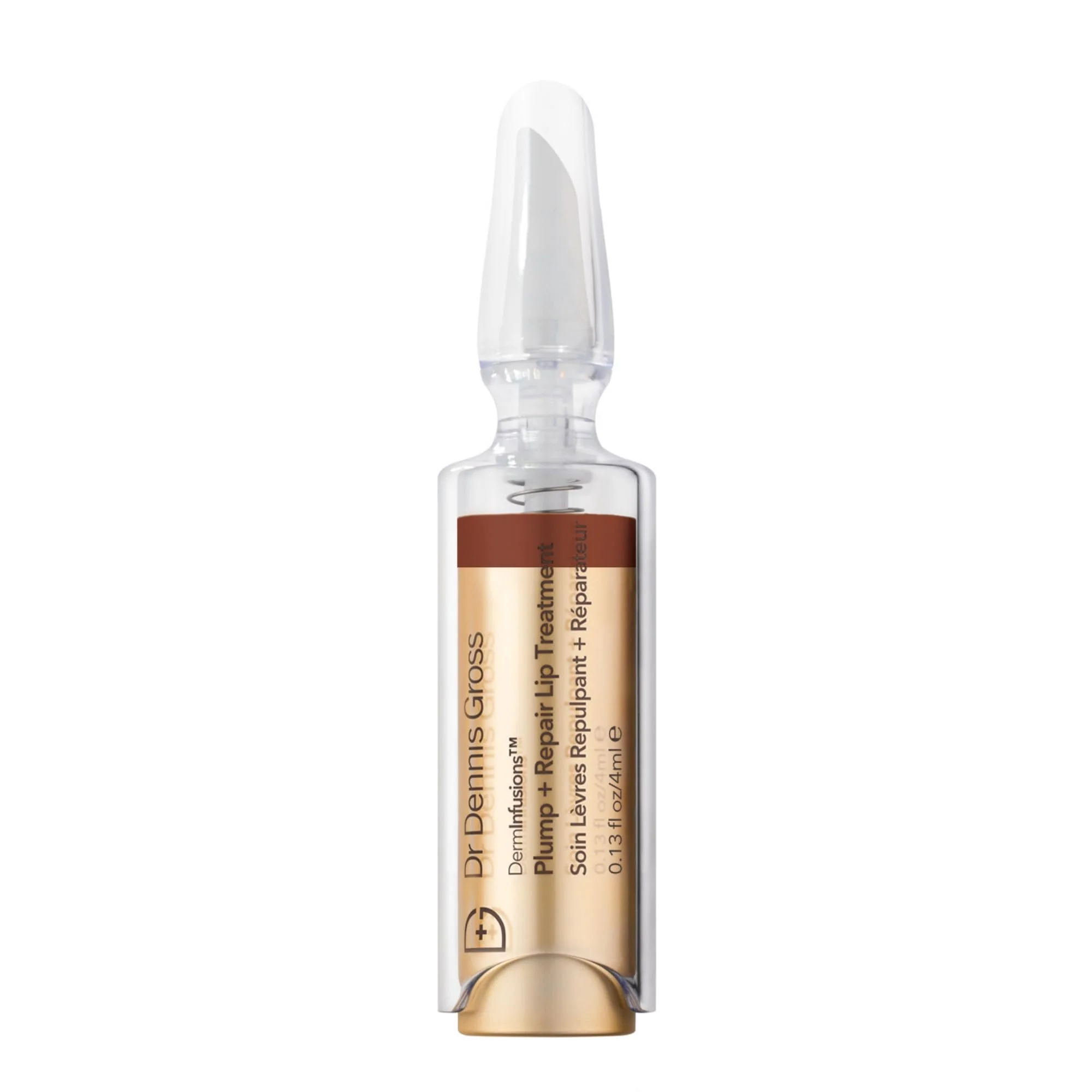 Dr Dennis Gross DermInfusions Plump + Repair Tinted Lip Treatment, Brown - Visibly Plumps & Defines Lips with Hyaluronic Acid & Peptides - Repairs Moisture Barrier - 4 mL