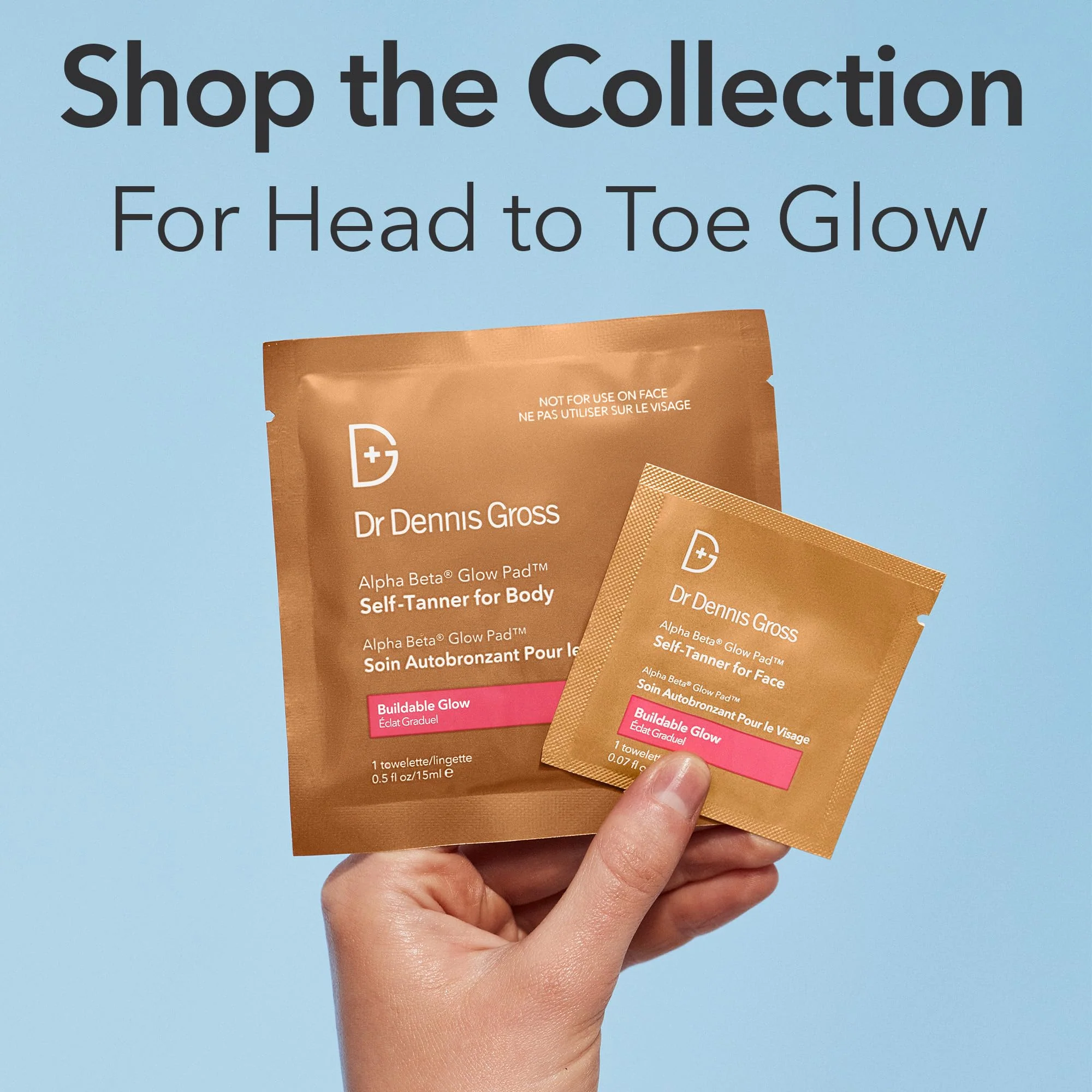 Dr. Dennis Gross Glow Pad Self-Tanner for Body – Exfoliating & Anti-Aging Towelette with AHAs & BHAs, Buildable Natural Glow, Hydrating & Streak-Free Application, 8 Towelettes - Image 4