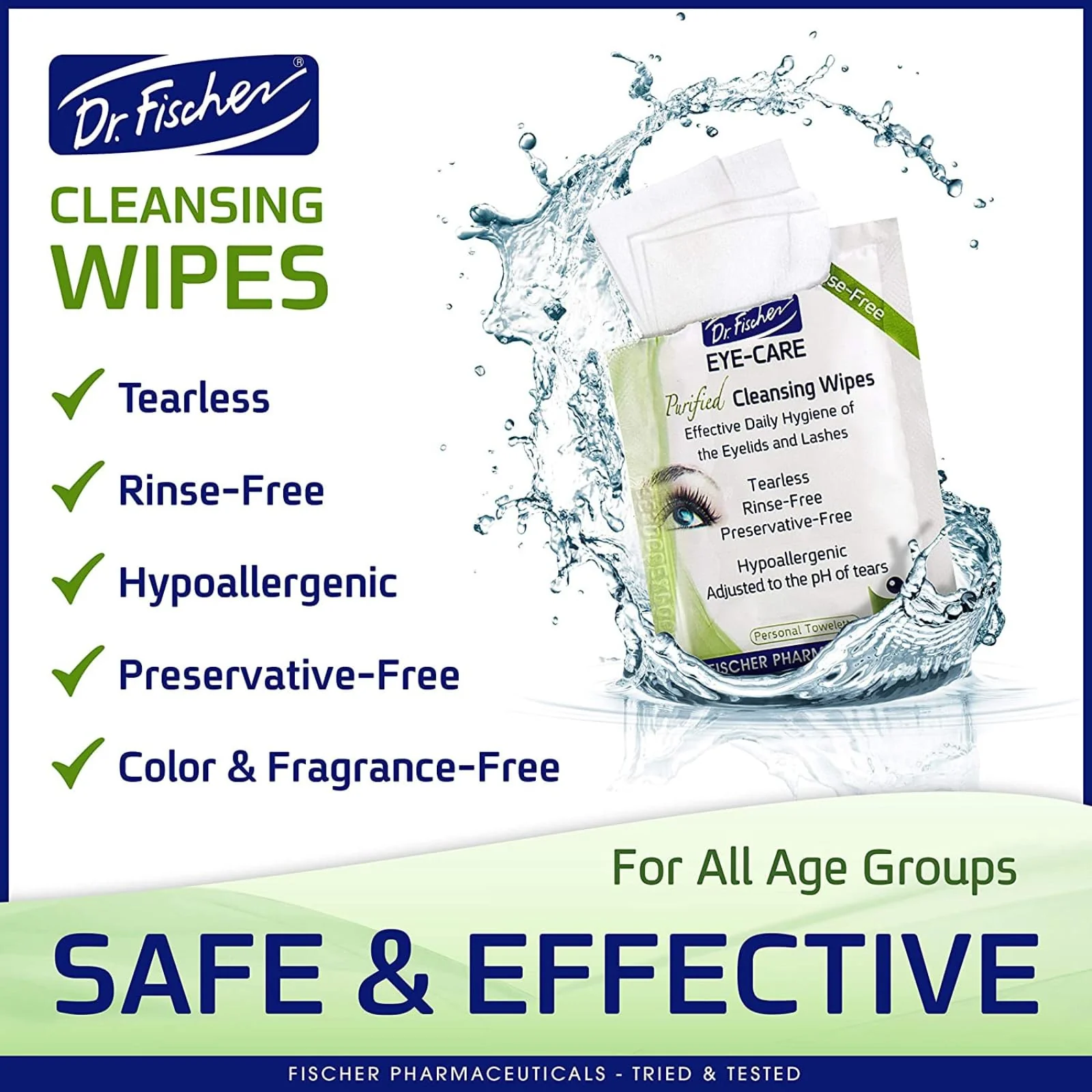 Dr. Fischer Eye Wipes - Hypoallergenic Eyelid Wipes for Everyday Eye Cleansing and Gentle Makeup Remover. (6 packs of 30 wipes each) - Image 4