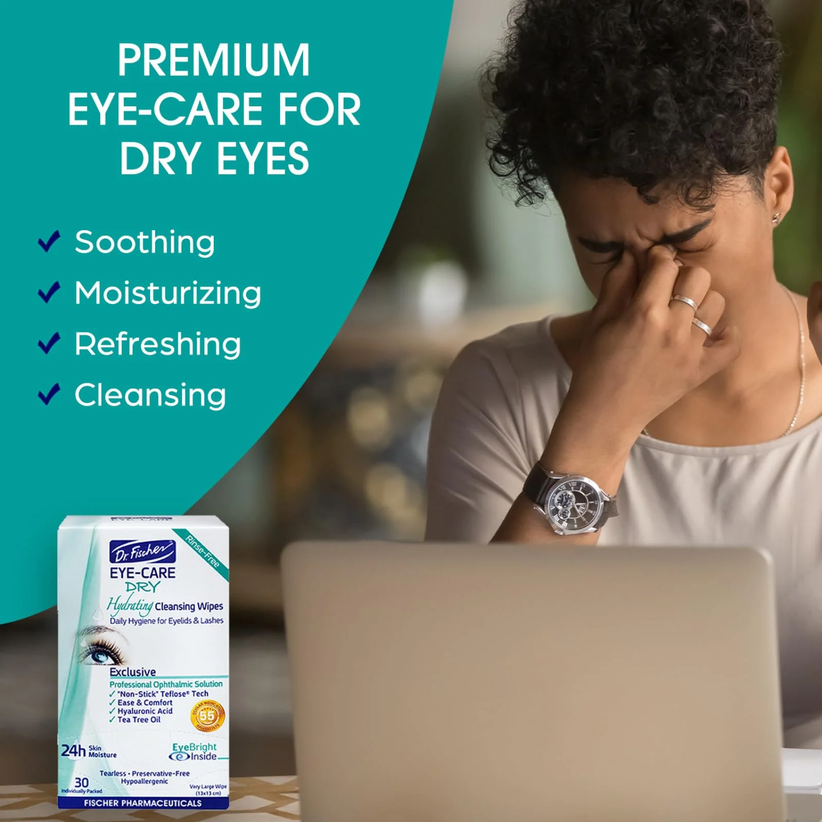Dr. Fischer Tea Tree Eyelid Wipes - Gentle Eye Wipes for Everyday Eye Cleansing and Hypoallergenic Makeup Remover - Image 8