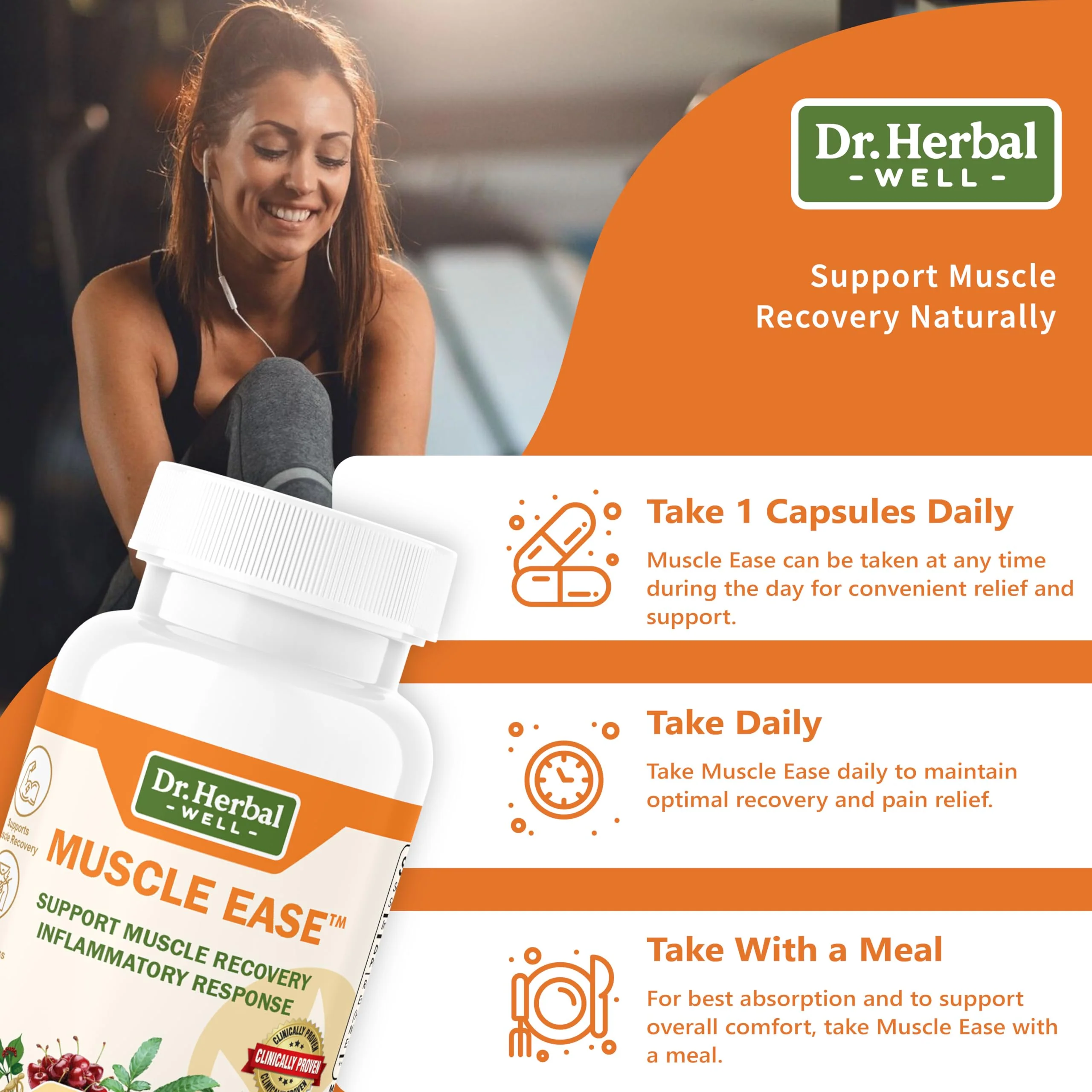 DR.HERBAL WELL Muscle Ease - Joint, Muscle & Nerve Support Fast Acting Relax Comfort Recovery Natural Herbal Supplement - (60 Capsules) MAX-Strength - Image 5