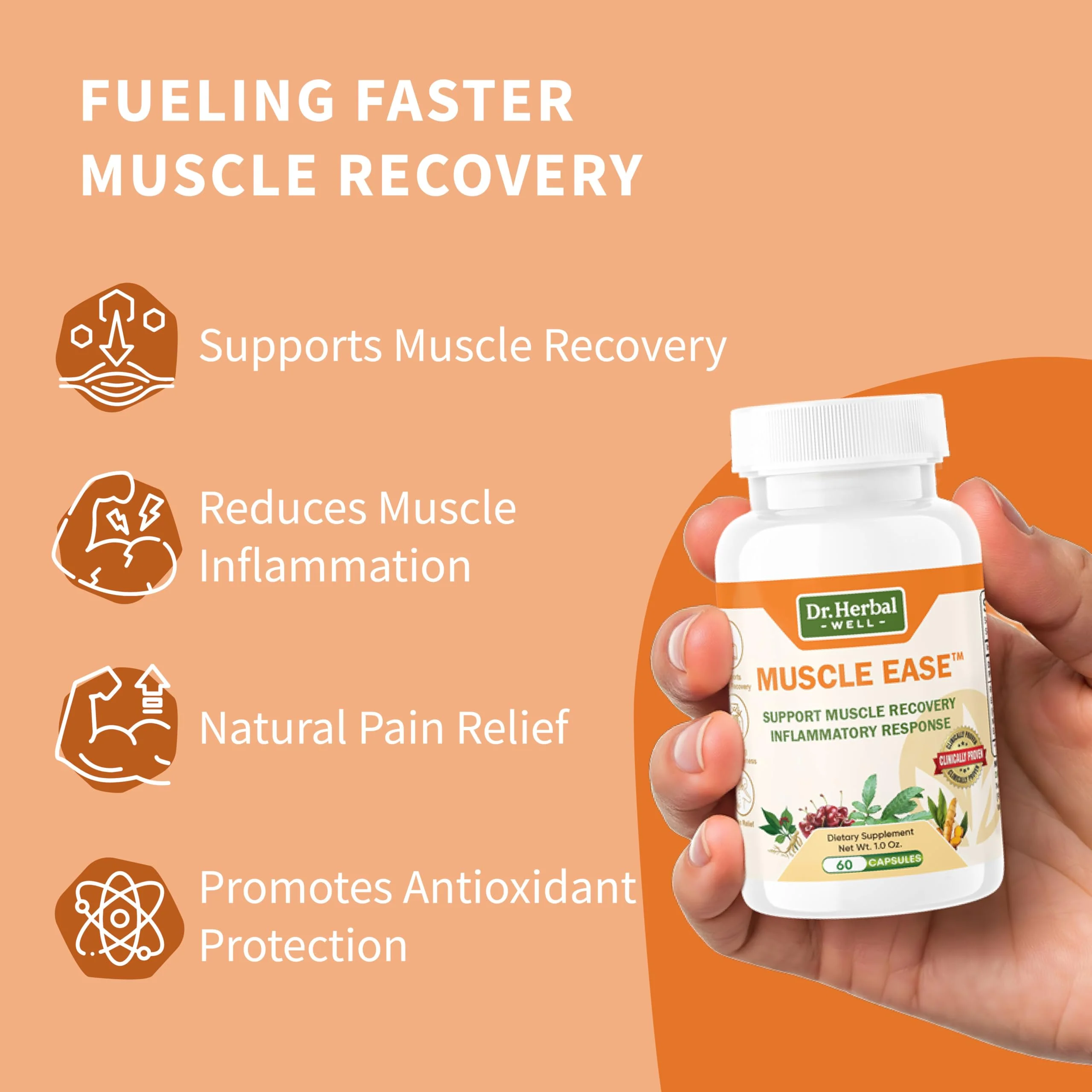 DR.HERBAL WELL Muscle Ease - Joint, Muscle & Nerve Support Fast Acting Relax Comfort Recovery Natural Herbal Supplement - (60 Capsules) MAX-Strength - Image 6