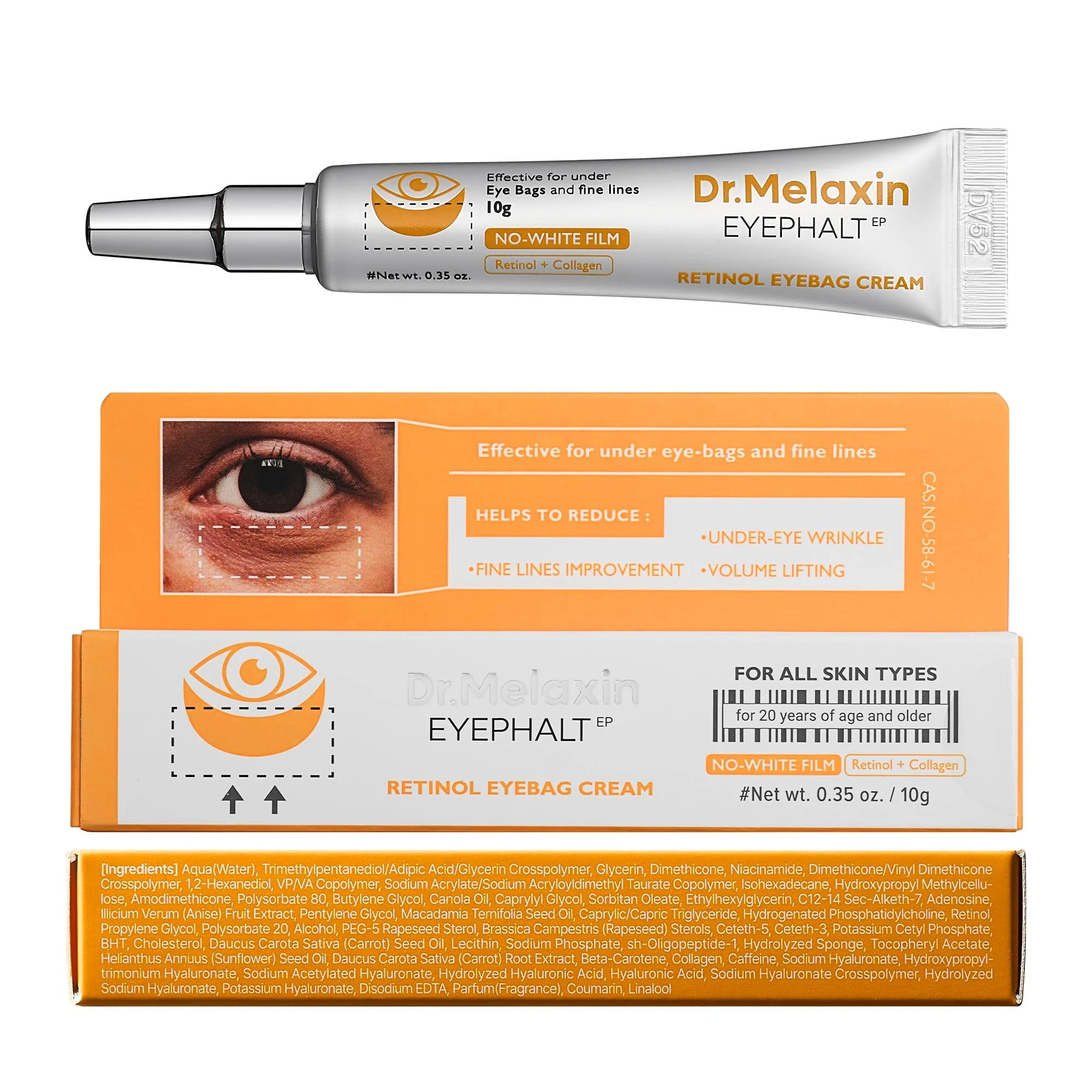 Dr.Melaxin Retinol Eyebag Cream for Puffiness, Dark Circles & Fine Lines, Wrinkle, EGF Anti-Aging Under Eye Moisturizer with Niacinamide&Ceramide Makeup friendly korean skin care - Image 2
