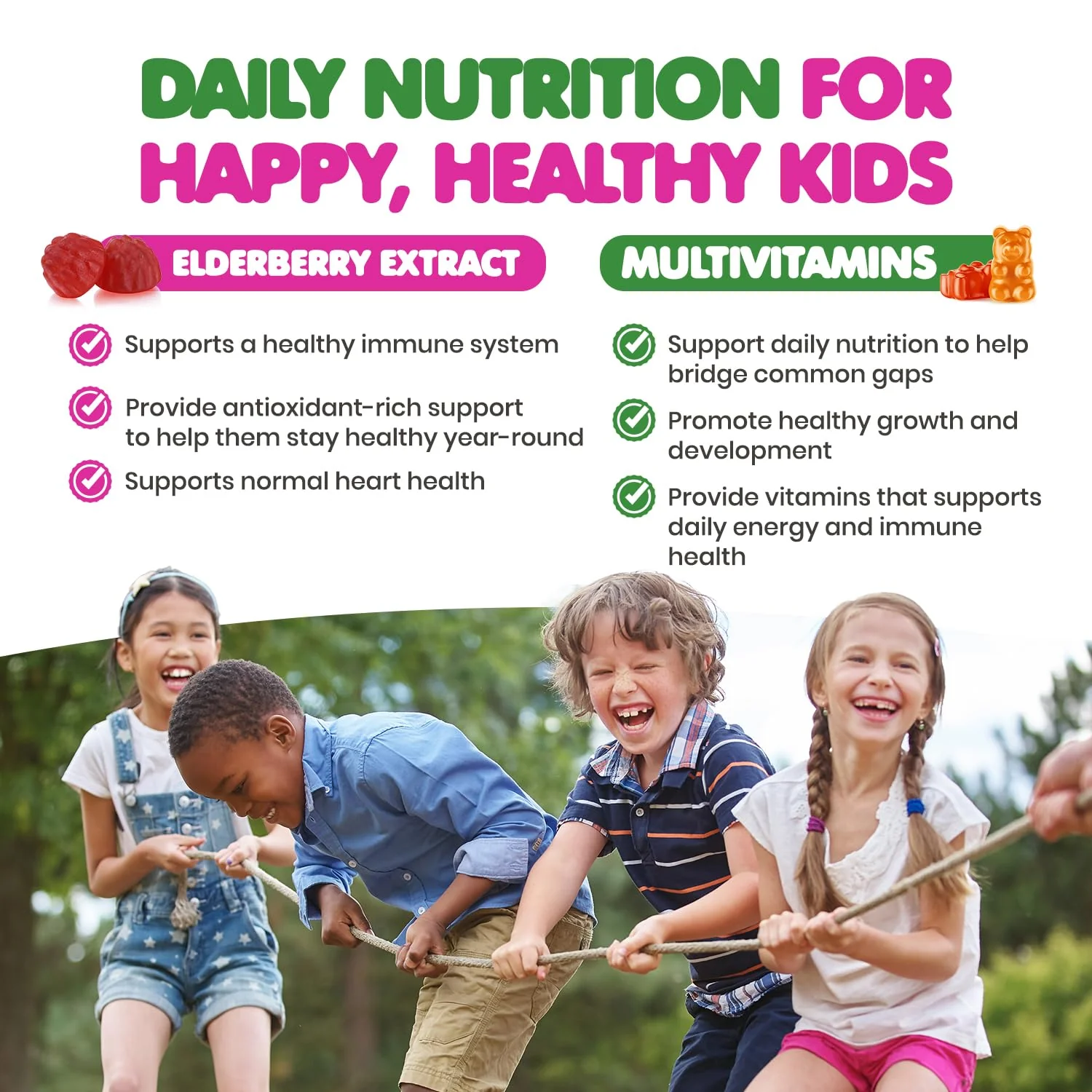 DR. MORITZ Elderberry Gummies for Kids (60 Count) and Kids Multivitamin Gummies Bundle (120 Count, 2 Pack) - for Children’s Immune Support and Overall Health - Toddler Vitamins Supplement - Image 5