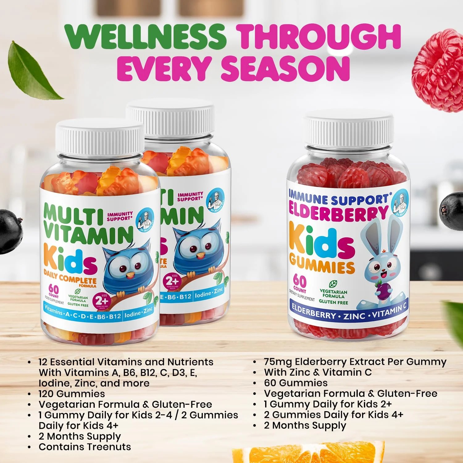 DR. MORITZ Elderberry Gummies for Kids (60 Count) and Kids Multivitamin Gummies Bundle (120 Count, 2 Pack) - for Children’s Immune Support and Overall Health - Toddler Vitamins Supplement - Image 6