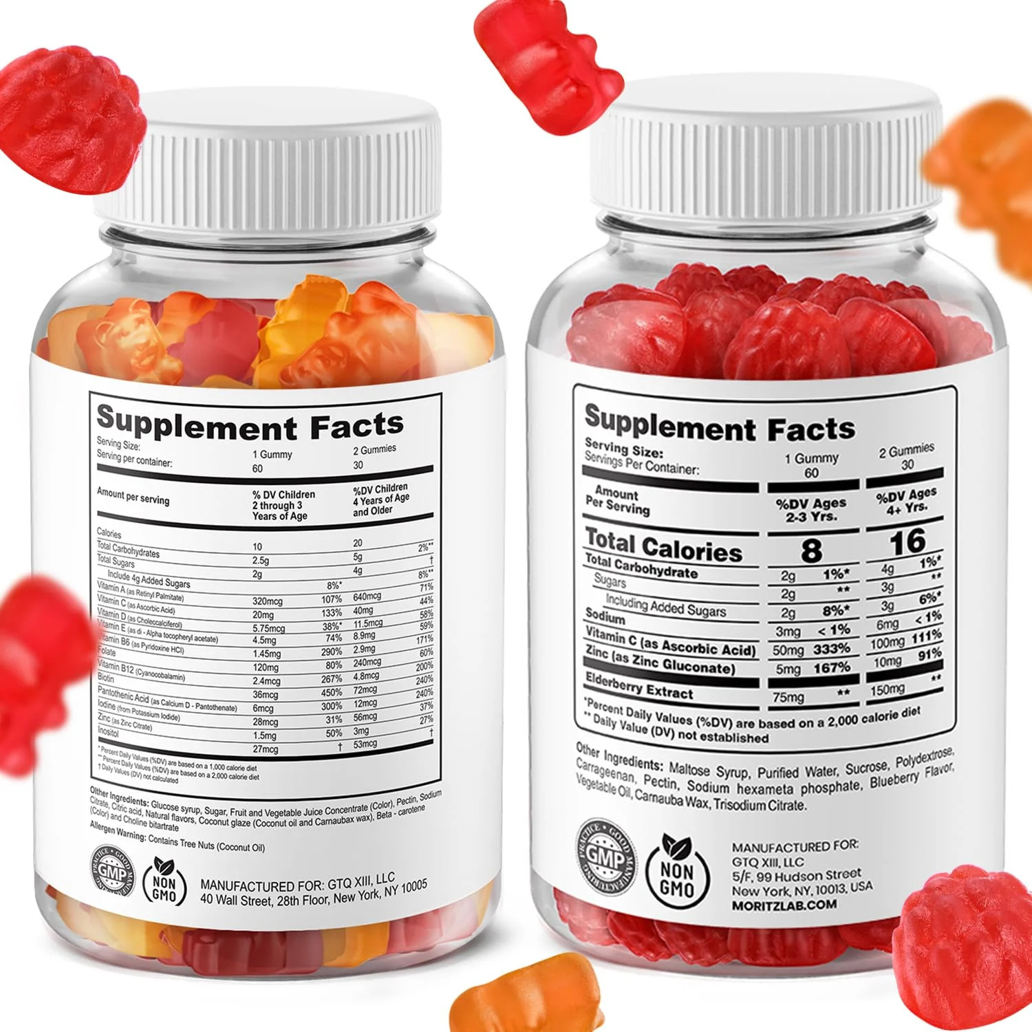 DR. MORITZ Elderberry Gummies for Kids (60 Count) and Kids Multivitamin Gummies Bundle (120 Count, 2 Pack) - for Children’s Immune Support and Overall Health - Toddler Vitamins Supplement - Image 7