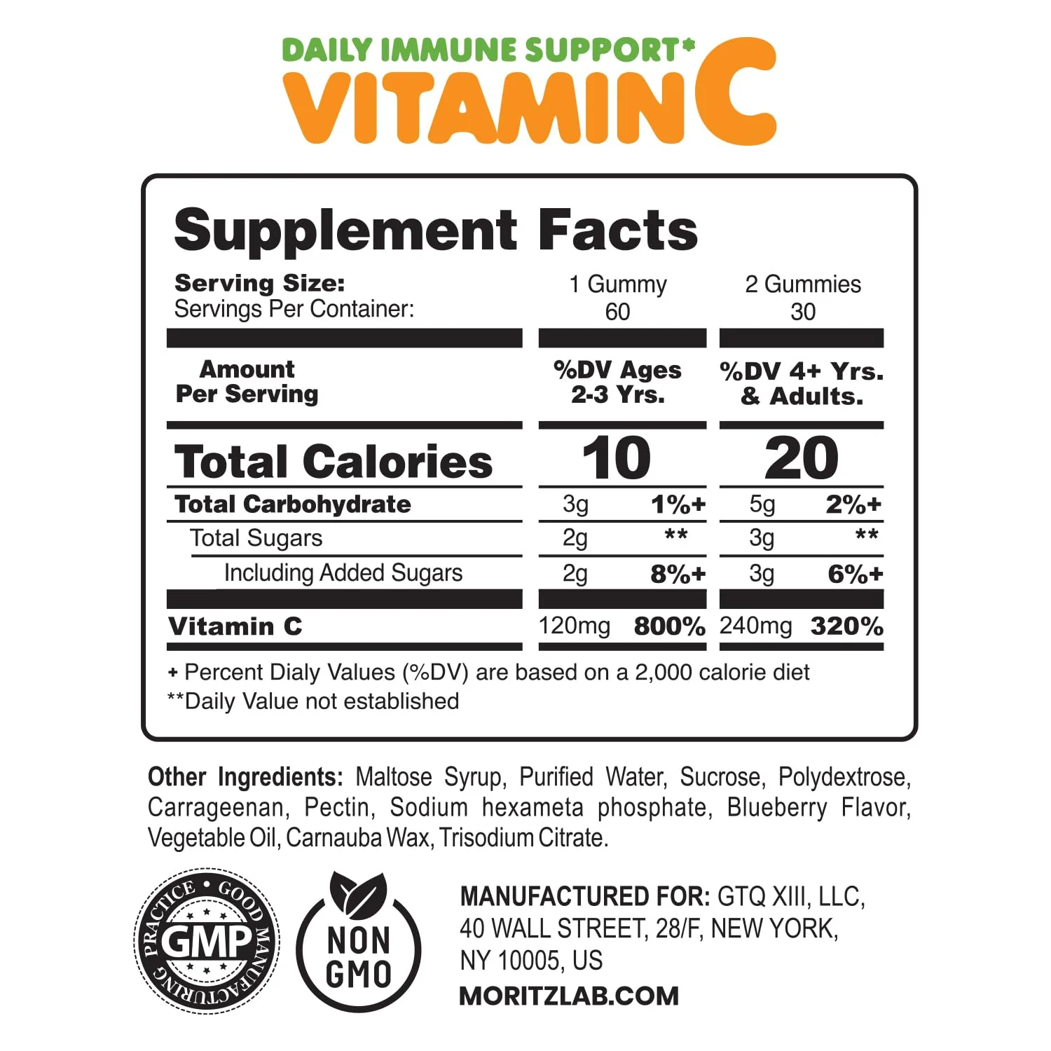 DR. MORITZ Vitamin C Gummies for Kids & Adults 240 mg - Immune Support Low-Sugar Chewable Vitamins for Toddlers - Vegetarian Gelatin-Free Children's Dietary Supplement (Citrus Flavor) (120 Count) - Image 4