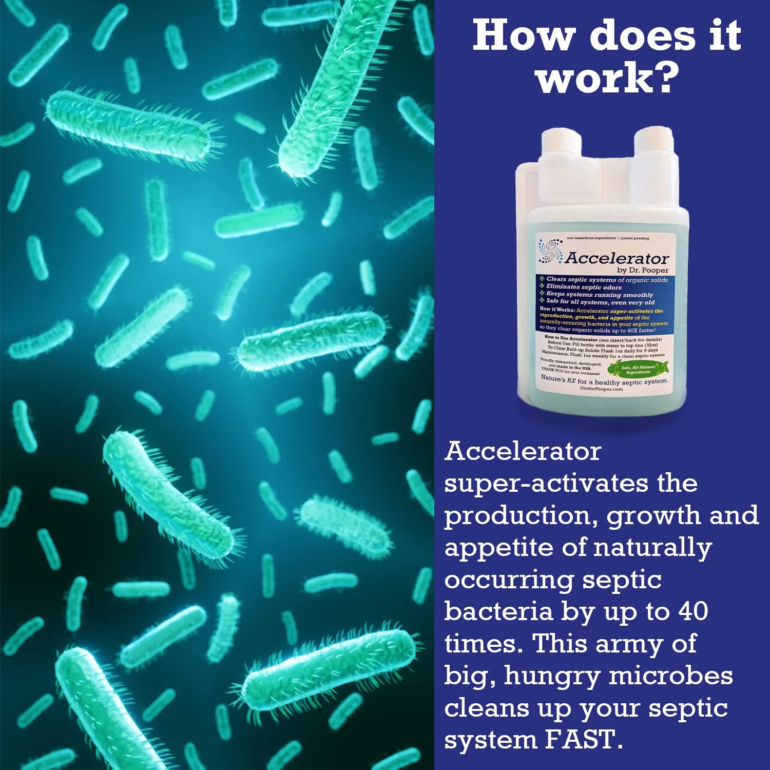 Dr. Pooper Accelerator Septic Tank Treatment - Environment-Friendly Septic System Maintenance Liquid - Eliminates Odors - Clears Organic Solids in Tanks & Drain Fields - Safe for All Septic Systems - Image 5