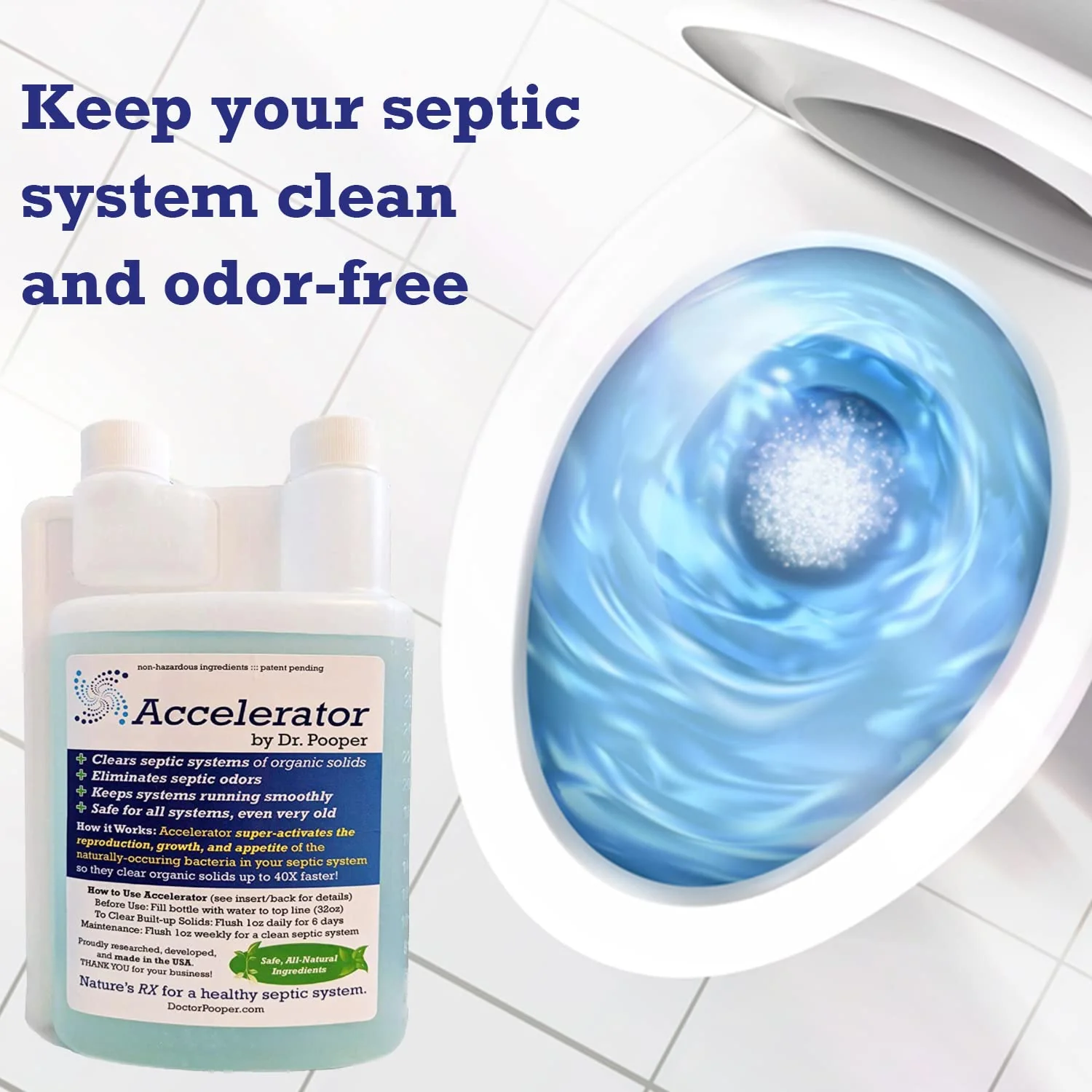 Dr. Pooper Accelerator Septic Tank Treatment - Environment-Friendly Septic System Maintenance Liquid - Eliminates Odors - Clears Organic Solids in Tanks & Drain Fields - Safe for All Septic Systems - Image 8